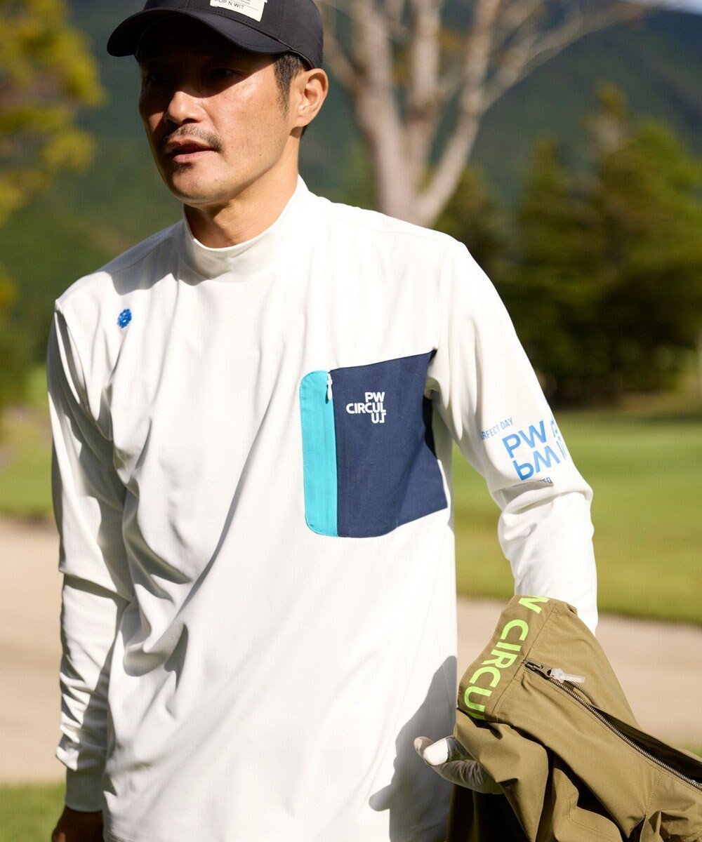 【ピーダブリュサーキュラス/PW CIRCULUS / MEN】の【吸水速乾 / UV遮蔽率99.5% UVカット / ストレッチ】【MEN】ロングスリーブ ポケットモックT ゴルフ インテリア・キッズ・メンズ・レディースファッション・服の通販 founy(ファニー) 　ファッション　Fashion　メンズファッション　Fashion for Men　トップス・カットソー　Cut & Sew Tops　メンズシャツ　Shirts　インナー　Innerwear　春　Spring　秋　Autumn　カットソー　Cut and Sewn Top　吸水　Absorbent, Quick-Dry　ジップ　Zip, Zipper　ストレッチ　Stretch, Stretchy Fabric　スマート　Smart, Elegant　スリーブ　Sleeve, Long Sleeve / Short Sleeve　人気　Popular, Best Seller　ポケット　Pocket, Pocket Detail　モックネック　Mock Neck, Short Turtleneck　ロング　Long, Long-Length　A/W・秋冬　Autumn/Winter　夏　Summer　ゴルフ　Golf　2025年　2025　2025-2026秋冬・A/W　Autumn/Winter 2025–26 AW25–26　ホワイト系|ID: prp329100004850642 ipo3291000000035556070