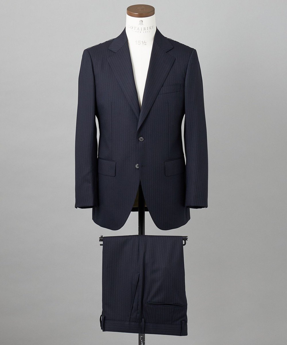 【五大陸/gotairiku / MEN】の横に伸びる【TasmaniaWool/タマニアウール】ストレッチ スーツ(ネイビーストライプ) インテリア・キッズ・メンズ・レディースファッション・服の通販 founy(ファニー) 　ファッション　Fashion　メンズファッション　Fashion for Men　セットアップ　Matching Sets　ストレッチ　Stretch, Stretchy Fabric　スーツ　Suit, Formalwear　セットアップ　Set-Up, Coordinated Outfit　フィット　Fit, Slim Fit　レギュラー　Regular, Standard Fit　夏　Summer　S/S・春夏　SS, Spring/Summer, Warm Season　A/W・秋冬　Autumn/Winter　ネイビー系1|ID: prp329100004850648 ipo3291000000035556214