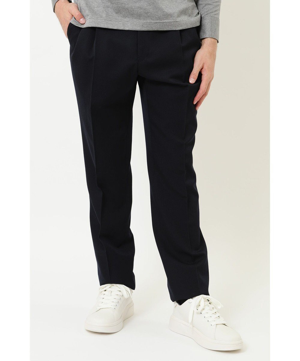 【ダックス/DAKS / MEN】のツータックサイドベルトウールパンツ インテリア・キッズ・メンズ・レディースファッション・服の通販 founy(ファニー) 　ファッション　Fashion　メンズファッション　Fashion for Men　ボトムス　Bottoms　センター　Center, Center Line　フォルム　Silhouette, Form　夏　Summer　S/S・春夏　SS, Spring/Summer, Warm Season　A/W・秋冬　Autumn/Winter　ネイビー|ID: prp329100004850650 ipo3291000000035556273