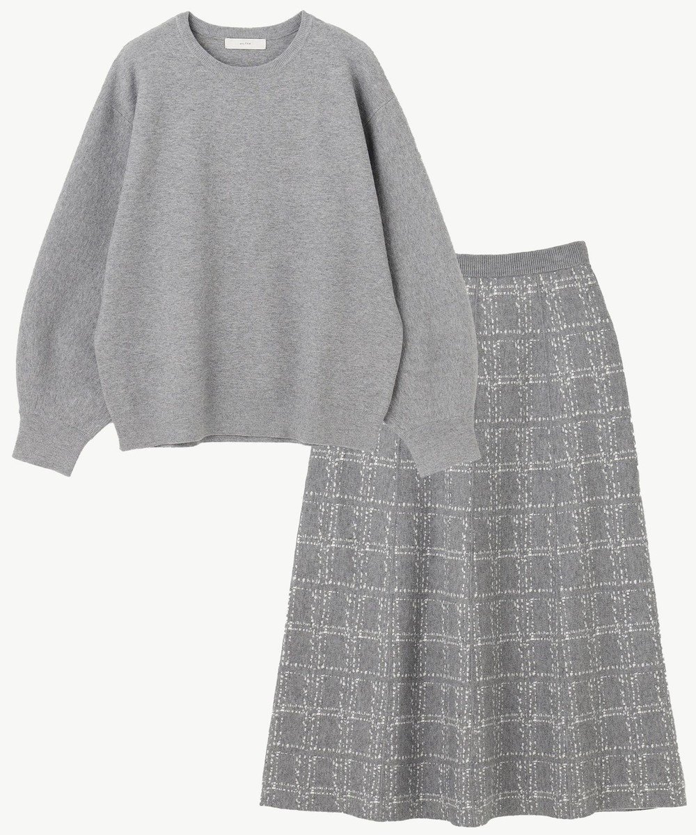 【エニー/ANY】のニットセットアップ インテリア・キッズ・メンズ・レディースファッション・服の通販 founy(ファニー) 　ファッション　Fashion　レディースファッション　Fashion for Women　トップス・カットソー　Cut & Sew Tops　ニット　Knit Tops & Sweaters　セットアップ　Matching Sets　レディーストップス・ブラウス　Tops & Blouses / Assorted Women's Tops　なめらか　Smooth, Silky Texture　セットアップ　Set-Up, Coordinated Outfit　セーター　Sweater, Knitwear　ミラノリブ　Milano Rib, Milano Stitch　エレガント 上品　Elegant　A/W・秋冬　Autumn/Winter　グレー×オフ|ID: prp329100004850669 ipo3291000000036272623