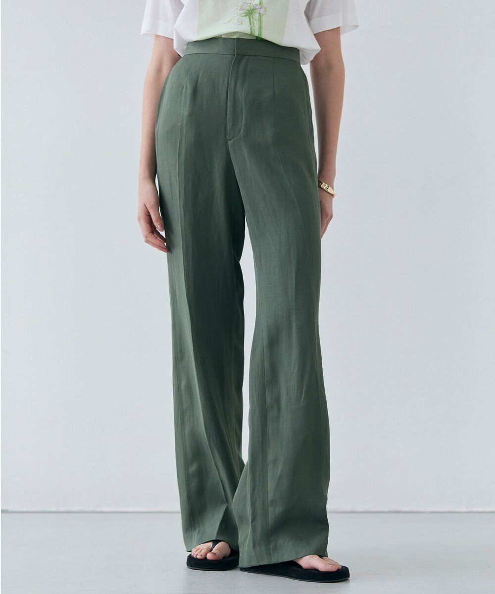 【ベイジ,/BEIGE,】の【洗える】BERNARD / リネンストレートフルレングスパンツ インテリア・キッズ・メンズ・レディースファッション・服の通販 founy(ファニー) 　ファッション　Fashion　レディースファッション　Fashion for Women　パンツ　Pants & Trousers　ストレート　Straight, Straight Cut　ブルゾン　Blouson, Bomber Jacket　マニッシュ　Mannish, Boyish　リネン　Linen, Linen Fabric　ワッシャー　Washer, Crinkled Finish　エレガント 上品　Elegant　夏　Summer　春　Spring　S/S・春夏　SS, Spring/Summer, Warm Season　洗える　Machine Washable　Olive|ID: prp329100004850680 ipo3291000000035556976
