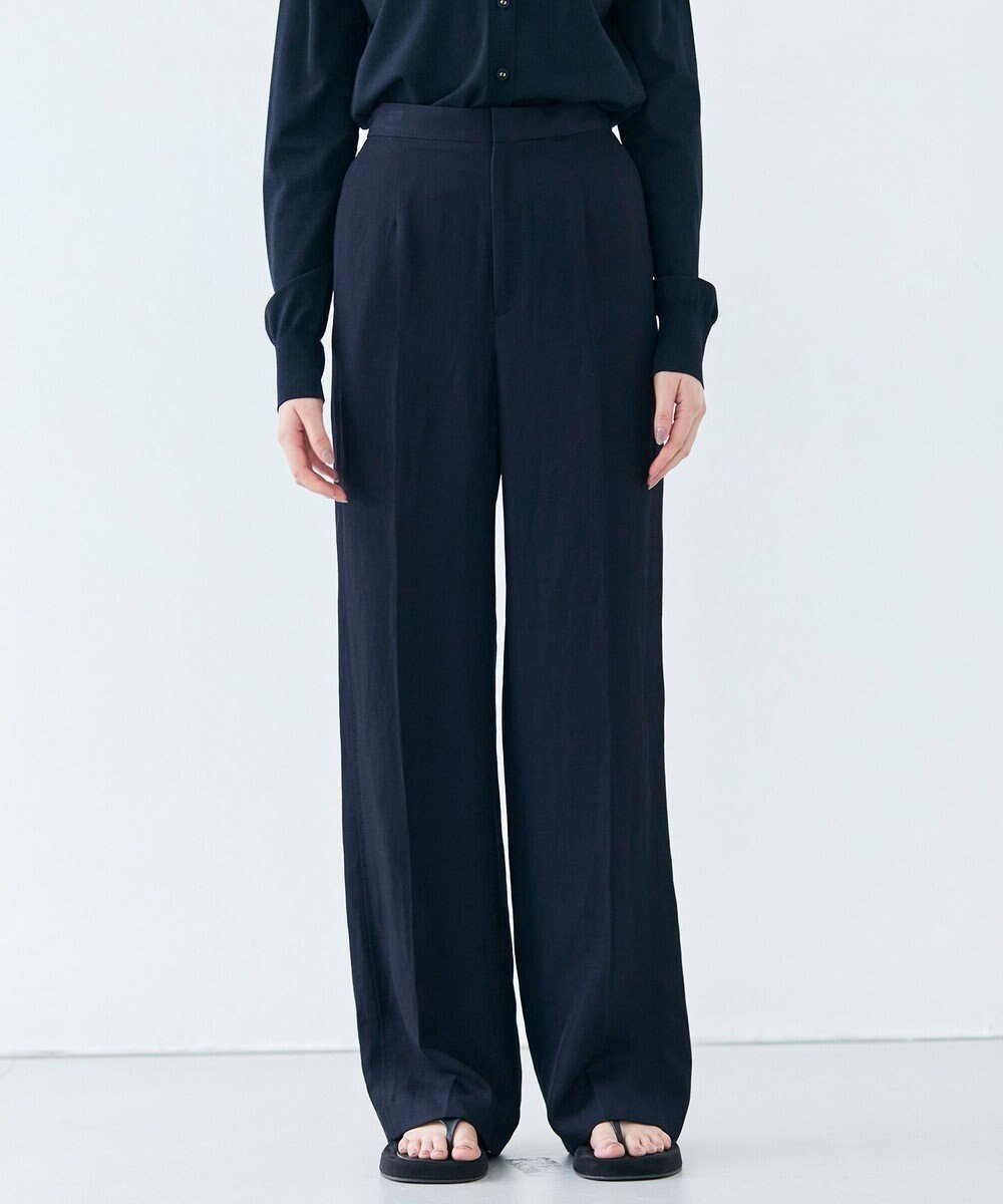 【ベイジ,/BEIGE,】の【洗える】BERNARD / リネンストレートフルレングスパンツ インテリア・キッズ・メンズ・レディースファッション・服の通販 founy(ファニー) 　ファッション　Fashion　レディースファッション　Fashion for Women　パンツ　Pants & Trousers　ストレート　Straight, Straight Cut　ブルゾン　Blouson, Bomber Jacket　マニッシュ　Mannish, Boyish　リネン　Linen, Linen Fabric　ワッシャー　Washer, Crinkled Finish　エレガント 上品　Elegant　夏　Summer　春　Spring　S/S・春夏　SS, Spring/Summer, Warm Season　洗える　Machine Washable　Navy|ID: prp329100004850680 ipo3291000000035556979