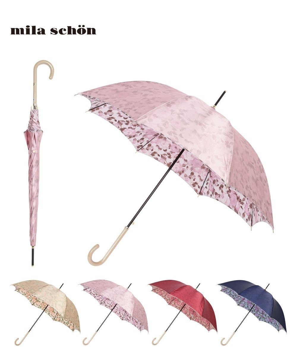 【ムーンバット/MOONBAT】のmila schon (ミラショーン) 長傘 内側花プリント インテリア・キッズ・メンズ・レディースファッション・服の通販 founy(ファニー) 　ファッション　Fashion　レディースファッション　Fashion for Women　レイングッズ・傘・晴雨兼用傘　Umbrellas & Rain Gear　イタリア　Italy　エレガント 上品　Elegant　シンプル　Simple, Minimal　フェミニン　Feminine, Girly　フラワー　Flower, Floral　プリント　Print, Printed Pattern　メタル　Metal, Metal Parts　傘　Umbrella, Parasol　無地　Plain, Solid Color　ピンク|ID: prp329100004850722 ipo3291000000035558599