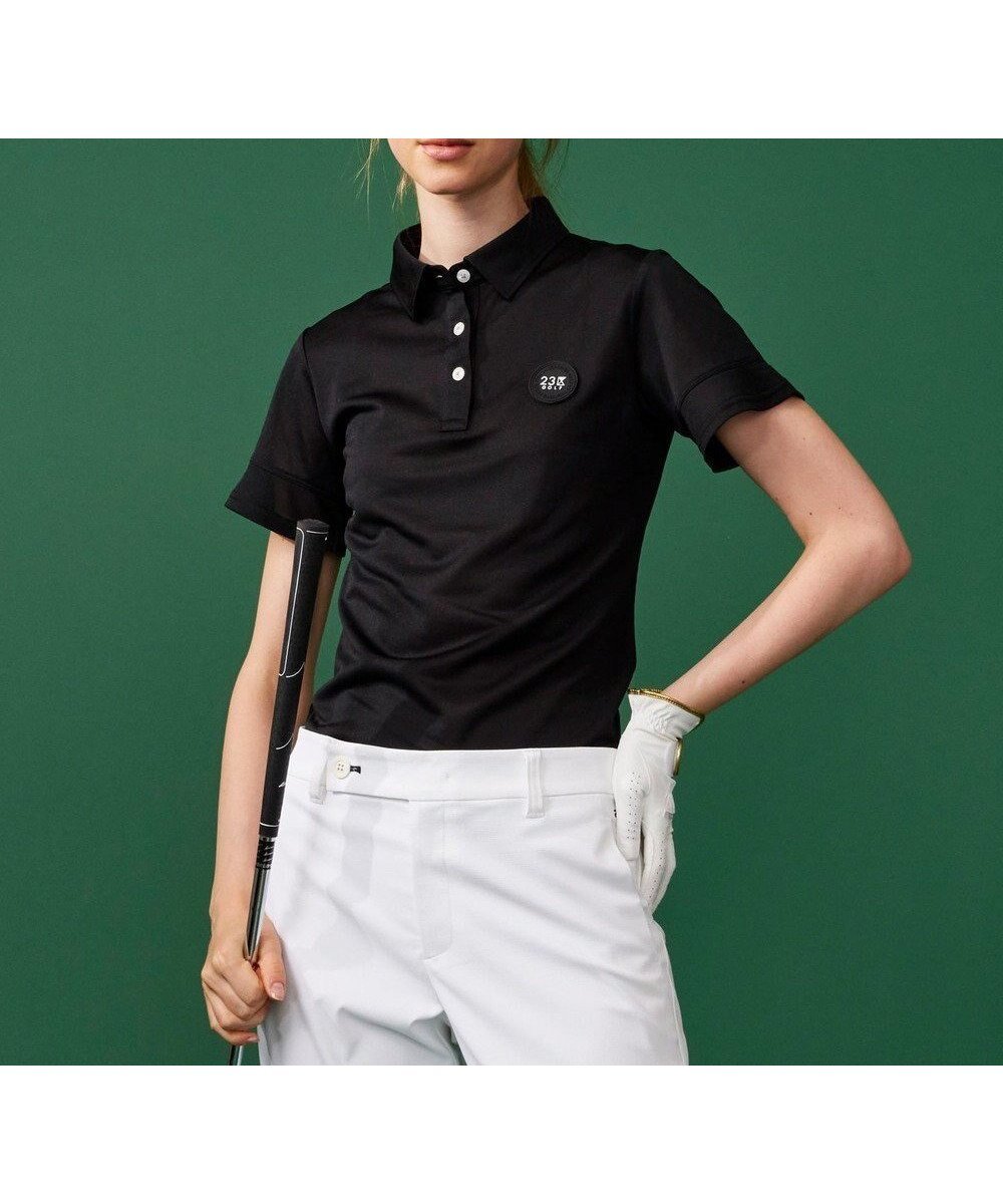 【23区 ゴルフ/NIJYUSANKU GOLF】の盛夏対応のマルチ機能【接触冷感・UVケア・吸水速乾】【WOMEN】 カノコシャツ インテリア・キッズ・メンズ・レディースファッション・服の通販 founy(ファニー) 　ファッション　Fashion　レディースファッション　Fashion for Women　トップス・カットソー　Cut & Sew Tops　シャツ・ブラウス・オフィスカジュアル　Elegant Blouses & Button-Ups　ポロシャツ・きれいめカジュアル　Smart-Casual Polo Tops　オレンジ　Orange　シンプル　Simple, Minimal　フレア　Flare, Flared　プリント　Print, Printed Pattern　ベーシック　Basic, Essential　ポロシャツ　Polo Shirt, Collared Tee　吸水　Absorbent, Quick-Dry　夏　Summer　春　Spring　S/S・春夏　SS, Spring/Summer, Warm Season　軽量　Lightweight, Ultra Light　ブラック系|ID: prp329100004850778 ipo3291000000035561524