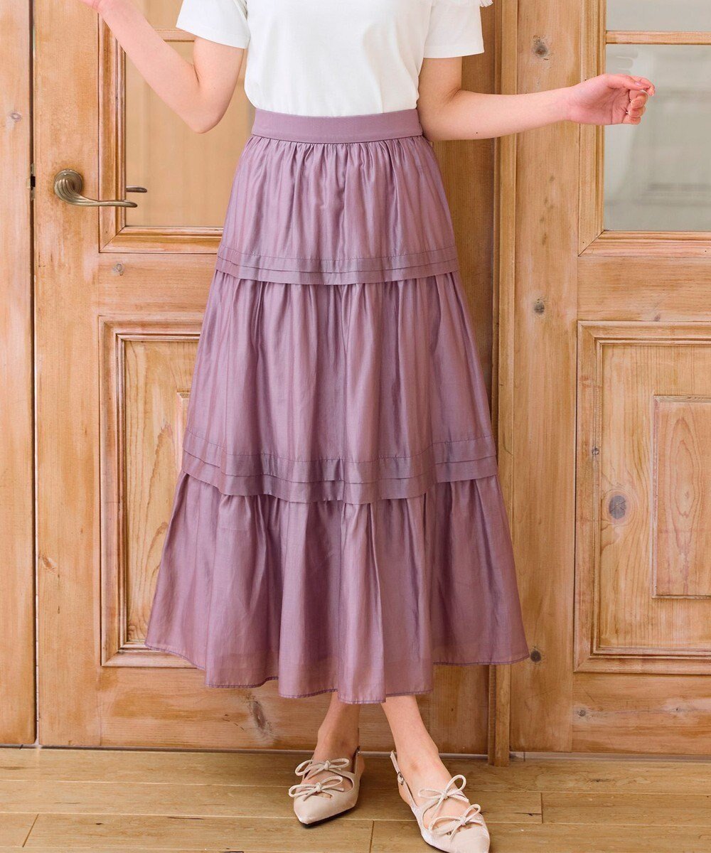 【フェルゥ/Feroux】の【洗える】タックデザインティアードスカート インテリア・キッズ・メンズ・レディースファッション・服の通販 founy(ファニー) 　ファッション　Fashion　レディースファッション　Fashion for Women　スカート　Skirts　ティアードスカート　Tiered Skirts　エアリー　Airy Texture　コンパクト　Compact, Small Size　シンプル　Simple, Minimal　ティアードスカート　Tiered Skirt, Flounced Skirt　フェミニン　Feminine, Girly　エレガント 上品　Elegant　夏　Summer　春　Spring　S/S・春夏　SS, Spring/Summer, Warm Season　洗える　Machine Washable　ピンク系|ID: prp329100004850804 ipo3291000000035561955