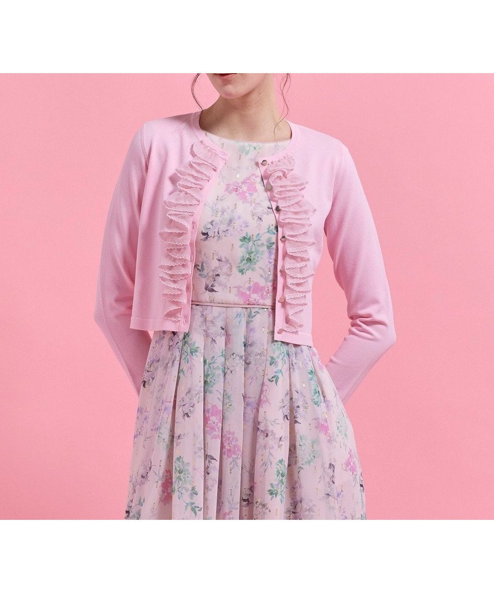 【トッカ/TOCCA】のFRILL UTOPIA カーディガン インテリア・キッズ・メンズ・レディースファッション・服の通販 founy(ファニー) 　ファッション　Fashion　レディースファッション　Fashion for Women　トップス・カットソー　Cut & Sew Tops　カーディガン・羽織り　Layered Style Cardigans　カーディガン　Cardigan, Knitwear　コンパクト　Compact, Small Size　シンプル　Simple, Minimal　ドレス　Dress, One-Piece　パイピング　Piping, Trim Design　フリル　Frill, Ruffle　フロント　Front, Front Design　エレガント 上品　Elegant　夏　Summer　S/S・春夏　SS, Spring/Summer, Warm Season　A/W・秋冬　Autumn/Winter　ピンク系|ID: prp329100004850823 ipo3291000000035562279
