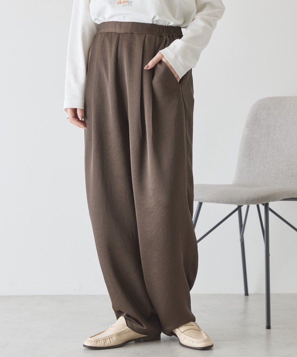 【アメリカンホリック/AMERICAN HOLIC】の【イージーケア】サテンカーブパンツ インテリア・キッズ・メンズ・レディースファッション・服の通販 founy(ファニー) 　ファッション　Fashion　レディースファッション　Fashion for Women　パンツ　Pants & Trousers　なめらか　Smooth, Silky Texture　サテン　Satin, Glossy Fabric　シンプル　Simple, Minimal　エレガント 上品　Elegant　夏　Summer　春　Spring　S/S・春夏　SS, Spring/Summer, Warm Season　Brown|ID: prp329100004850907 ipo3291000000035563498