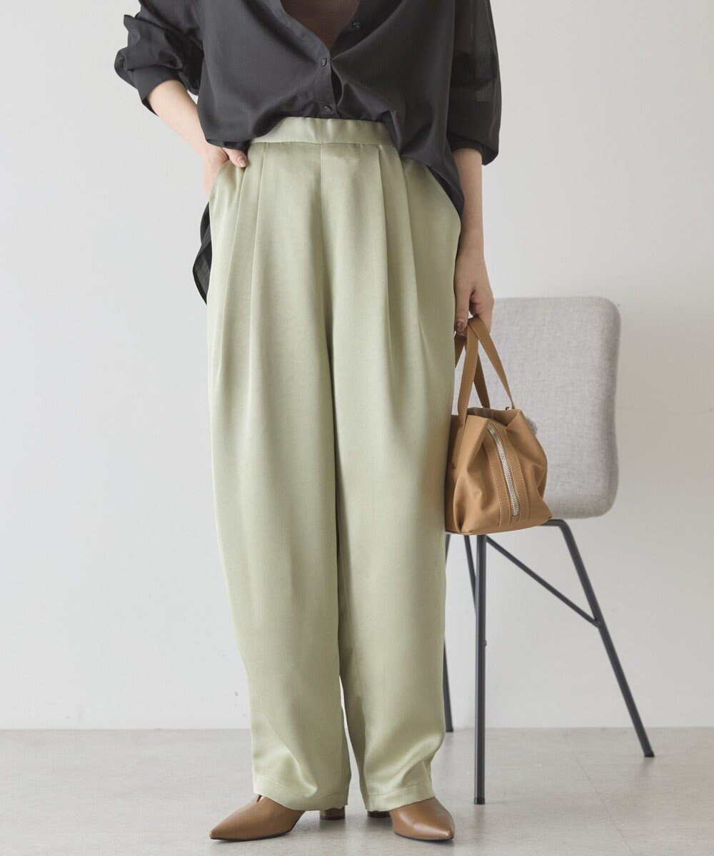 【アメリカンホリック/AMERICAN HOLIC】の【イージーケア】サテンカーブパンツ インテリア・キッズ・メンズ・レディースファッション・服の通販 founy(ファニー) 　ファッション　Fashion　レディースファッション　Fashion for Women　パンツ　Pants & Trousers　なめらか　Smooth, Silky Texture　サテン　Satin, Glossy Fabric　シンプル　Simple, Minimal　エレガント 上品　Elegant　夏　Summer　春　Spring　S/S・春夏　SS, Spring/Summer, Warm Season　Light Khaki|ID: prp329100004850907 ipo3291000000035563503