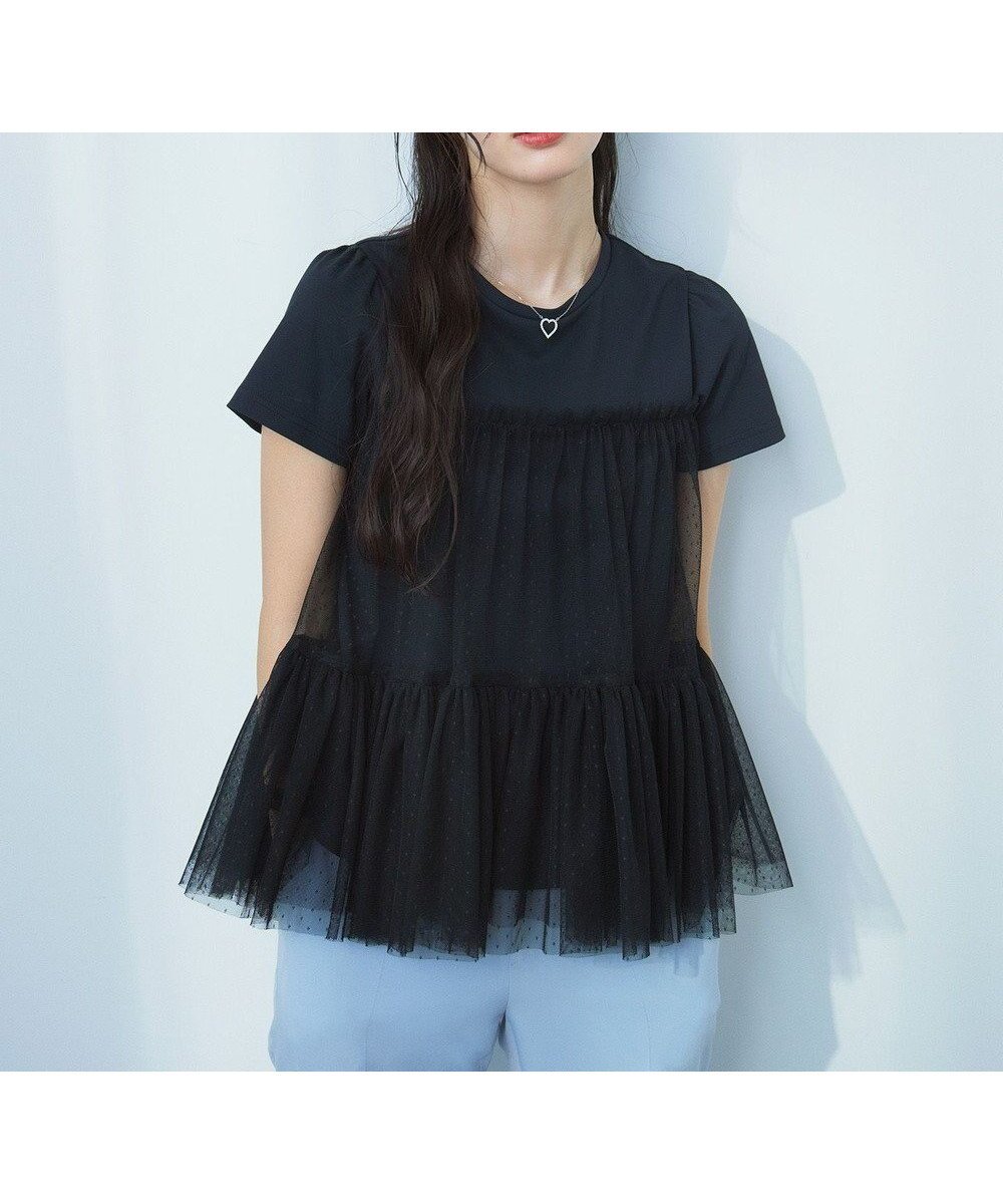 【トッカ/TOCCA】の【美人百花掲載】【消臭】PLAY PARACHUTE Tシャツ インテリア・キッズ・メンズ・レディースファッション・服の通販 founy(ファニー) 　雑誌掲載アイテム　Magazine Picks & Fashion Features　ファッション雑誌　Fashion Magazines　ビジンヒャッカ　美人百花　ファッション　Fashion　レディースファッション　Fashion for Women　トップス・カットソー　Cut & Sew Tops　シャツ・ブラウス・オフィスカジュアル　Elegant Blouses & Button-Ups　ロングTシャツ・Tシャツ　Longline T-Shirts & Tees　カットソー・ベーシックTシャツ　Cut-and-Sewn Tops / Stretch Tees & Basics　カットソー　Cut and Sewn Top　ストレッチ　Stretch, Stretchy Fabric　チュール　Tulip, Tulip Motif　ドット　Polka Dot, Dot Pattern　フィット　Fit, Slim Fit　フェミニン　Feminine, Girly　夏　Summer　春　Spring　S/S・春夏　SS, Spring/Summer, Warm Season　雑誌　Magazine, Fashion Magazine　ブラック系|ID: prp329100004851100 ipo3291000000035569888