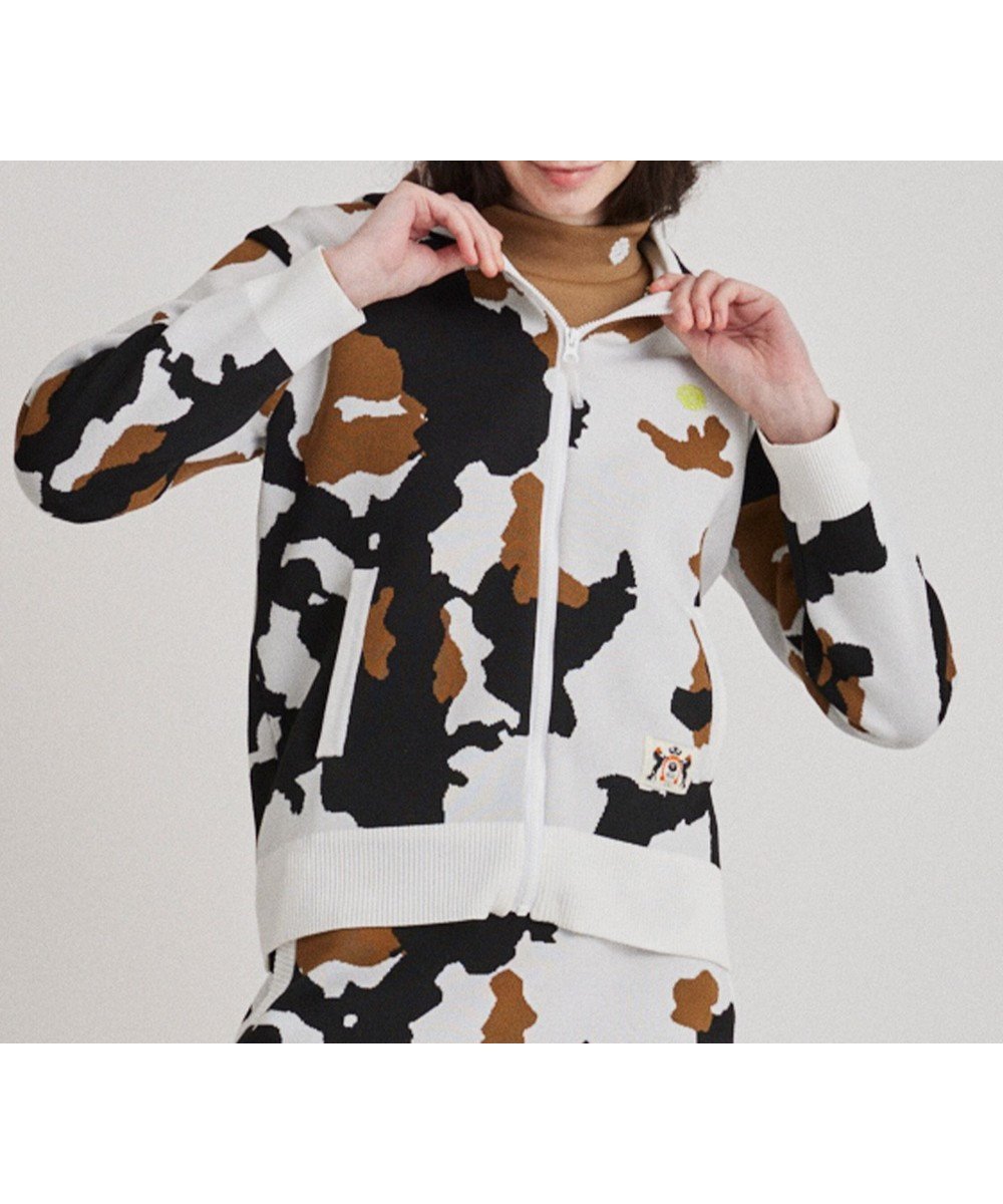 【ピーダブリュサーキュラス/PW CIRCULUS】の【WOMEN】ピント柄 ジップアップニットフーディ インテリア・キッズ・メンズ・レディースファッション・服の通販 founy(ファニー) 　ファッション　Fashion　レディースファッション　Fashion for Women　トップス・カットソー　Cut & Sew Tops　ニット　Knit Tops & Sweaters　オレンジ　Orange　洗える　Machine Washable　秋　Autumn　軽量　Lightweight, Ultra Light　セーター　Sweater, Knitwear　プリント　Print, Printed Pattern　羽織　Haori, Light Jacket　モチーフ　Motif, Design Theme　無地　Plain, Solid Color　A/W・秋冬　Autumn/Winter　2024年　2024　ゴルフ　Golf　2024-2025秋冬・A/W　Autumn/Winter 2024–25 AW24–25　カーキ系5|ID: prp329100004851126 ipo3291000000035571211