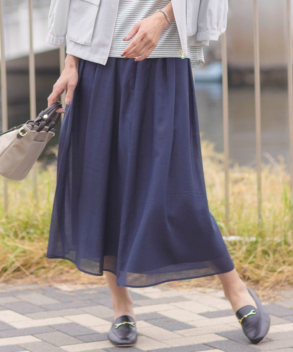 【ジェイ プレス/J.PRESS】の【洗える】ブライトスパンボイル スカート インテリア・キッズ・メンズ・レディースファッション・服の通販 founy(ファニー) 　ファッション　Fashion　レディースファッション　Fashion for Women　スカート　Skirts　エアリー　Airy Texture　オレンジ　Orange　春　Spring　洗える　Machine Washable　ブライト　Bright, Shiny　ベーシック　Basic, Essential　S/S・春夏　SS, Spring/Summer, Warm Season　夏　Summer　ネイビー系|ID: prp329100004851138 ipo3291000000035572181