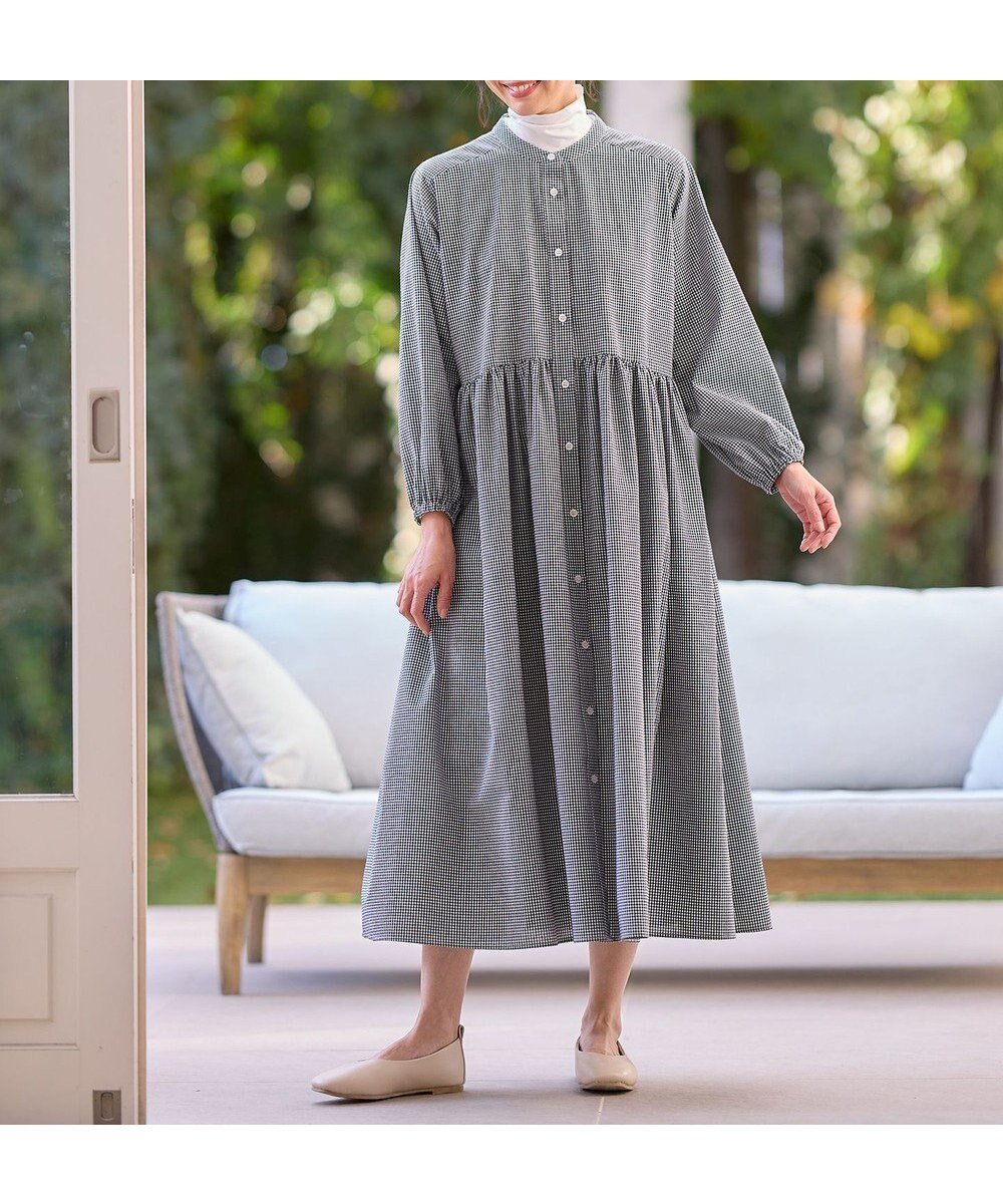 【エニー/ANY】の【ペチコート付】ギャザーシャツワンピース インテリア・キッズ・メンズ・レディースファッション・服の通販 founy(ファニー) 　ファッション　Fashion　レディースファッション　Fashion for Women　アウター　Coat / Outerwear Collection　コート・ロングコート・ピーコート　Long Coats, Peacoats & More　ワンピース　Dresses　シャツワンピース / 1枚で着映えコーデ　Shirt Dresses　ギャザー　Gathered, Ruffled　デニム　Denim, Jeans Material　ペチコート　Petticoat, Underskirt　切替　Switching, Contrast Panel　夏　Summer　春　Spring　S/S・春夏　SS, Spring/Summer, Warm Season　羽織　Haori, Light Jacket　ギンガム|ID: prp329100004851799 ipo3291000000035604406