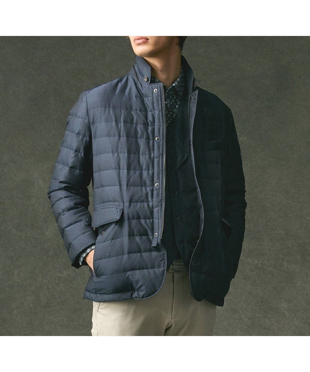 【ジョセフ アブード/JOSEPH ABBOUD / MEN】の【軽量/防風/形状記憶】インターレース ダウン ジャケット インテリア・キッズ・メンズ・レディースファッション・服の通販 founy(ファニー) 　ファッション　Fashion　メンズファッション　Fashion for Men　アウター　Men's Coats Outerwear　エレガント 上品　Elegant　軽量　Lightweight, Ultra Light　ジャケット　Jacket, Outerwear　スマート　Smart, Elegant　ダウン　Down, Puffer　フラップ　Flap, Flap Pocket　ポケット　Pocket, Pocket Detail　レース　Lace, Lace Fabric　A/W・秋冬　Autumn/Winter　おすすめ　Recommended / Our Picks　ブルー系|ID: prp329100004851979 ipo3291000000035614406