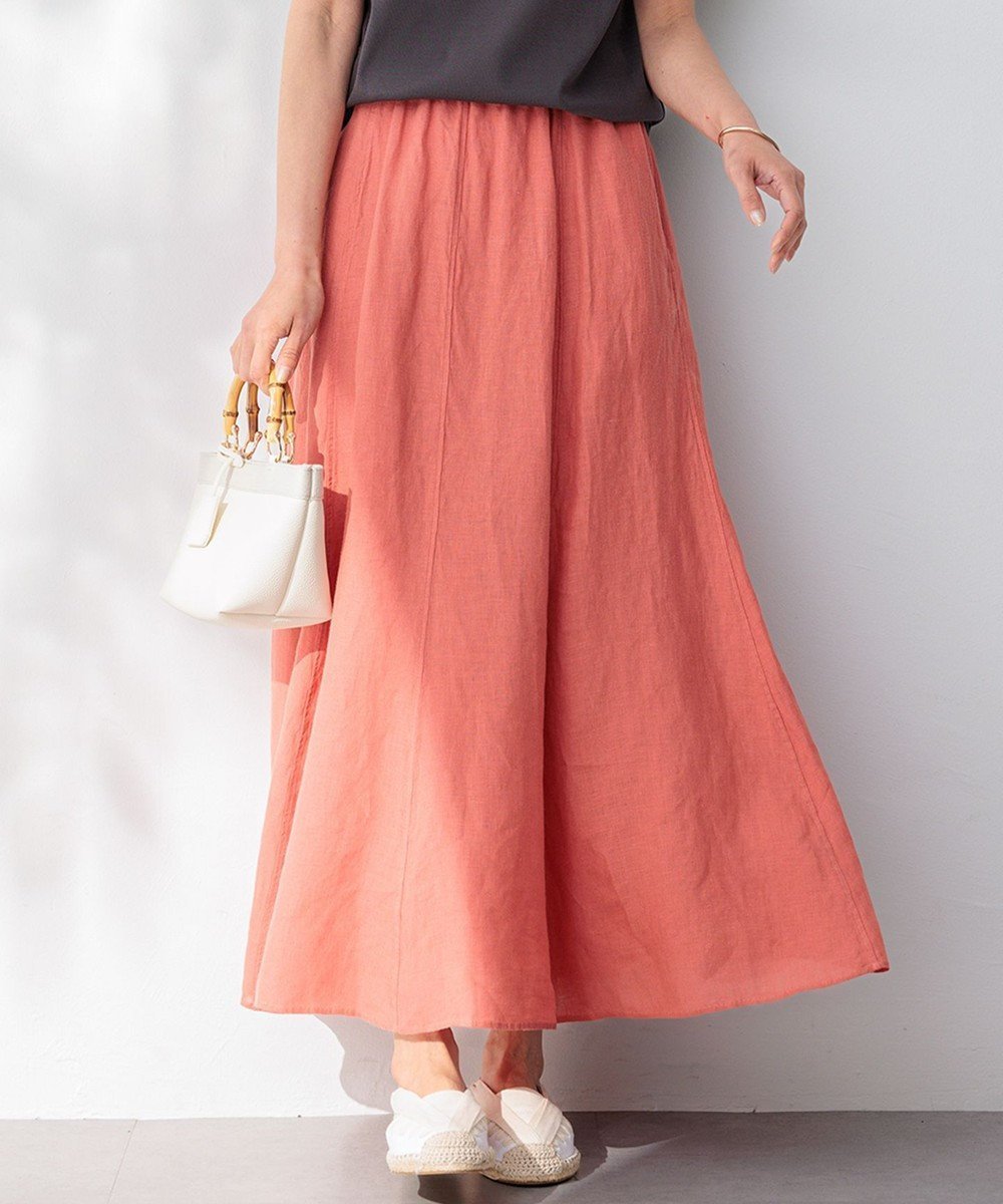 【23区/NIJYUSANKU】の【洗える】LIBECOリネン フレアスカート インテリア・キッズ・メンズ・レディースファッション・服の通販 founy(ファニー) 　ファッション　Fashion　レディースファッション　Fashion for Women　スカート　Skirts　Aライン・フレアスカート　A-Line & Flared Skirts　春　Spring　洗える　Machine Washable　シンプル　Simple, Minimal　セットアップ　Set-Up, Coordinated Outfit　フレア　Flare, Flared　リネン　Linen, Linen Fabric　ロング　Long, Long-Length　ローズ　Rose, Rose Motif　S/S・春夏　SS, Spring/Summer, Warm Season　夏　Summer　2024年　2024　2024春夏・S/S　Spring/Summer 2024 SS24　エレガント 上品　Elegant　オールドローズ系|ID: prp329100004852042 ipo3291000000035616215