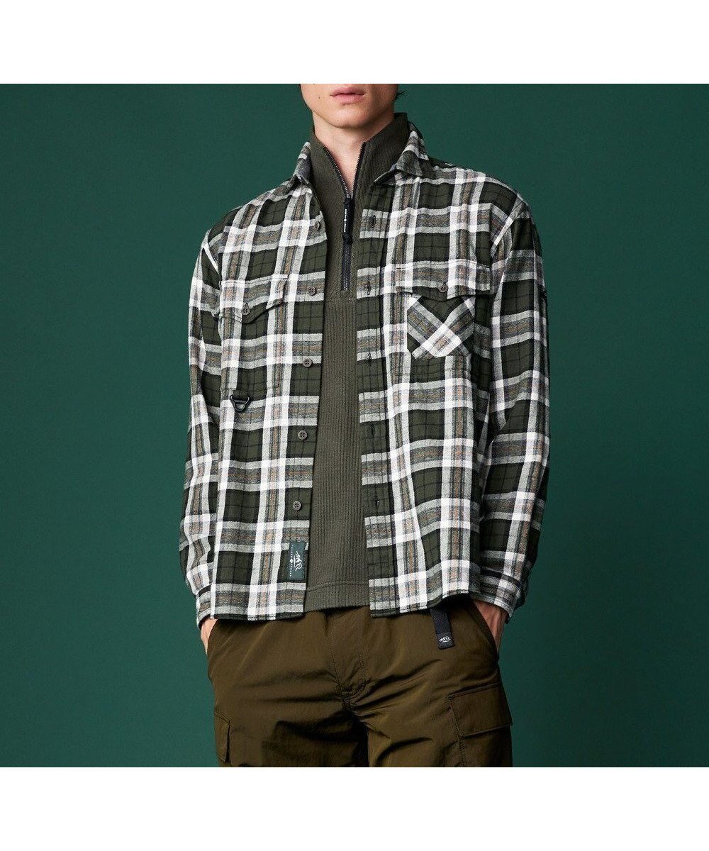 【ジョセフ アブード マウンテン/JOSEPH ABBOUD MOUNTAIN】の【サスティナブル】オーガニックラフィーチェック シャツ インテリア・キッズ・メンズ・レディースファッション・服の通販 founy(ファニー) 　ファッション　Fashion　レディースファッション　Fashion for Women　トップス・カットソー　Cut & Sew Tops　シャツ・ブラウス・オフィスカジュアル　Elegant Blouses & Button-Ups　サングラス　Sunglasses, Shades　バイアス　Bias, Diagonal Cut　パッチ　Patch, Appliqué　ファブリック　Fabric, Textile　ポケット　Pocket, Pocket Detail　A/W・秋冬　Autumn/Winter　カーキ系4|ID: prp329100004852052 ipo3291000000035616560