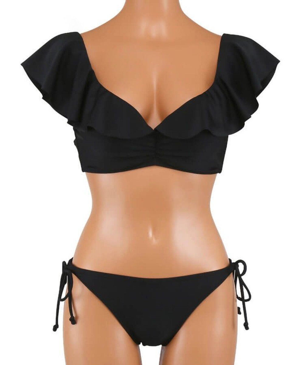 【三愛水着楽園/San-ai Resort】の軽い着け心地でしっかり盛れる【楽盛り水着】 ワイヤービキニ インテリア・キッズ・メンズ・レディースファッション・服の通販 founy(ファニー) 　ファッション　Fashion　レディースファッション　Fashion for Women　水着　Swimwear　レディース水着・ビーチウェア　Swimwear & Beachwear　アンダー　Underwear Essentials　ショーツ　Shorts, Short Pants　デコルテ　Décolleté, Neckline　ビキニ　Bikini, Two-Piece Swimsuit　フェミニン　Feminine, Girly　フリル　Frill, Ruffle　リボン　Ribbon, Bow　レース　Lace, Lace Fabric　ワイヤー　Wire, Wired Bra　夏　Summer　S/S・春夏　SS, Spring/Summer, Warm Season　水着　Swimsuit, Swimwear　A/W・秋冬　Autumn/Winter　ブラック|ID: prp329100004852085 ipo3291000000035617205