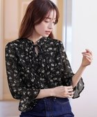 【ティアクラッセ/Tiaclasse】の【新色追加・洗える】フレアスリーブ花柄リボンブラウス ブラック|ID: prp329100004852136 ipo3291000000035619271