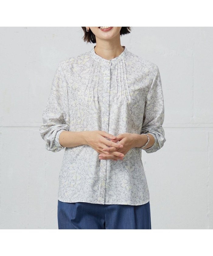 【ジェイ プレス/J.PRESS】の【洗える】ポリエチレンスパンブロードフラワープリント ブラウス インテリア・キッズ・メンズ・レディースファッション・服の通販 founy(ファニー) https://founy.com/ ファッション Fashion レディースファッション Fashion for Women トップス・カットソー Cut & Sew Tops シャツ・ブラウス・オフィスカジュアル Elegant Blouses & Button-Ups 花柄・フラワープリント・モチーフ Floral Prints & Motifs / Flower Pattern Tops おすすめ Recommended / Our Picks デニム Denim, Jeans Material ブロード Broadcloth, Fine Cotton プリント Print, Printed Pattern ワイド Wide, Wide Fit エレガント 上品 Elegant 夏 Summer 春 Spring S/S・春夏 SS, Spring/Summer, Warm Season 洗える Machine Washable |ID: prp329100004852305 ipo3291000000035623100