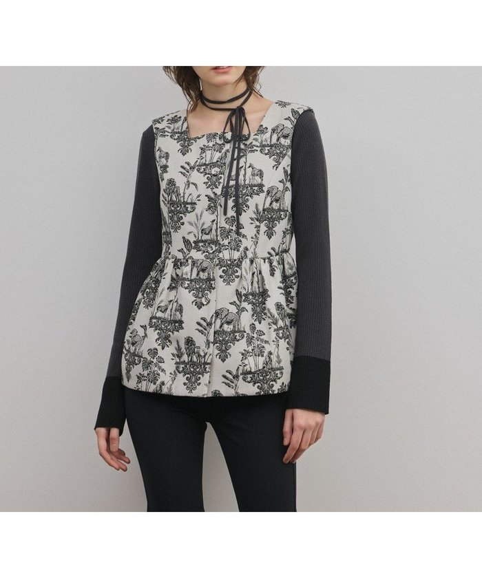 【グレース コンチネンタル/GRACE CONTINENTAL】のアニマルジャガードペプラムベスト インテリア・キッズ・メンズ・レディースファッション・服の通販 founy(ファニー) https://founy.com/ ファッション Fashion レディースファッション Fashion for Women アウター Coat / Outerwear Collection トップス・カットソー Cut & Sew Tops ベスト&ジレ / 重ね着スタイル Vests & Gilets アニマル Animal Print 春 Spring スクエア Square, Square Shape セットアップ Set-Up, Coordinated Outfit ベスト Vest, Waistcoat ペプラム Peplum, Flared Hem S/S・春夏 SS, Spring/Summer, Warm Season 日本製 Made In Japan 夏 Summer |ID: prp329100004852308 ipo3291000000035623142