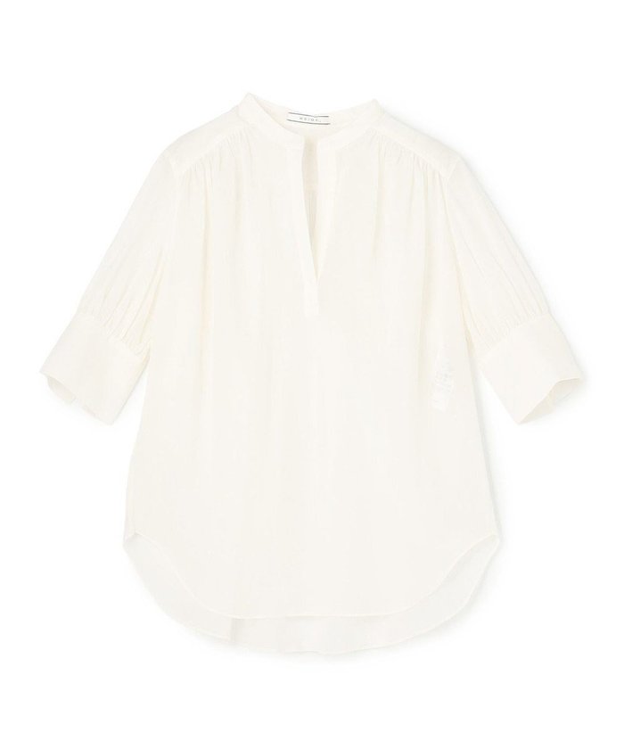 【ベイジ,/BEIGE,】のPLUMERIA / コットンシアーギャザーブラウス インテリア・キッズ・メンズ・レディースファッション・服の通販 founy(ファニー) https://founy.com/ ファッション Fashion レディースファッション Fashion for Women トップス・カットソー Cut & Sew Tops シャツ・ブラウス・オフィスカジュアル Elegant Blouses & Button-Ups 春 Spring 洗える Machine Washable ギャザー Gathered, Ruffled ジャケット Jacket, Outerwear スリット Slit, Slit Detail タンブラー Tumbler, Travel Mug フェミニン Feminine, Girly ラグジュアリー Luxury, Elegant S/S・春夏 SS, Spring/Summer, Warm Season 夏 Summer エレガント 上品 Elegant |ID: prp329100004852326 ipo3291000000035623379