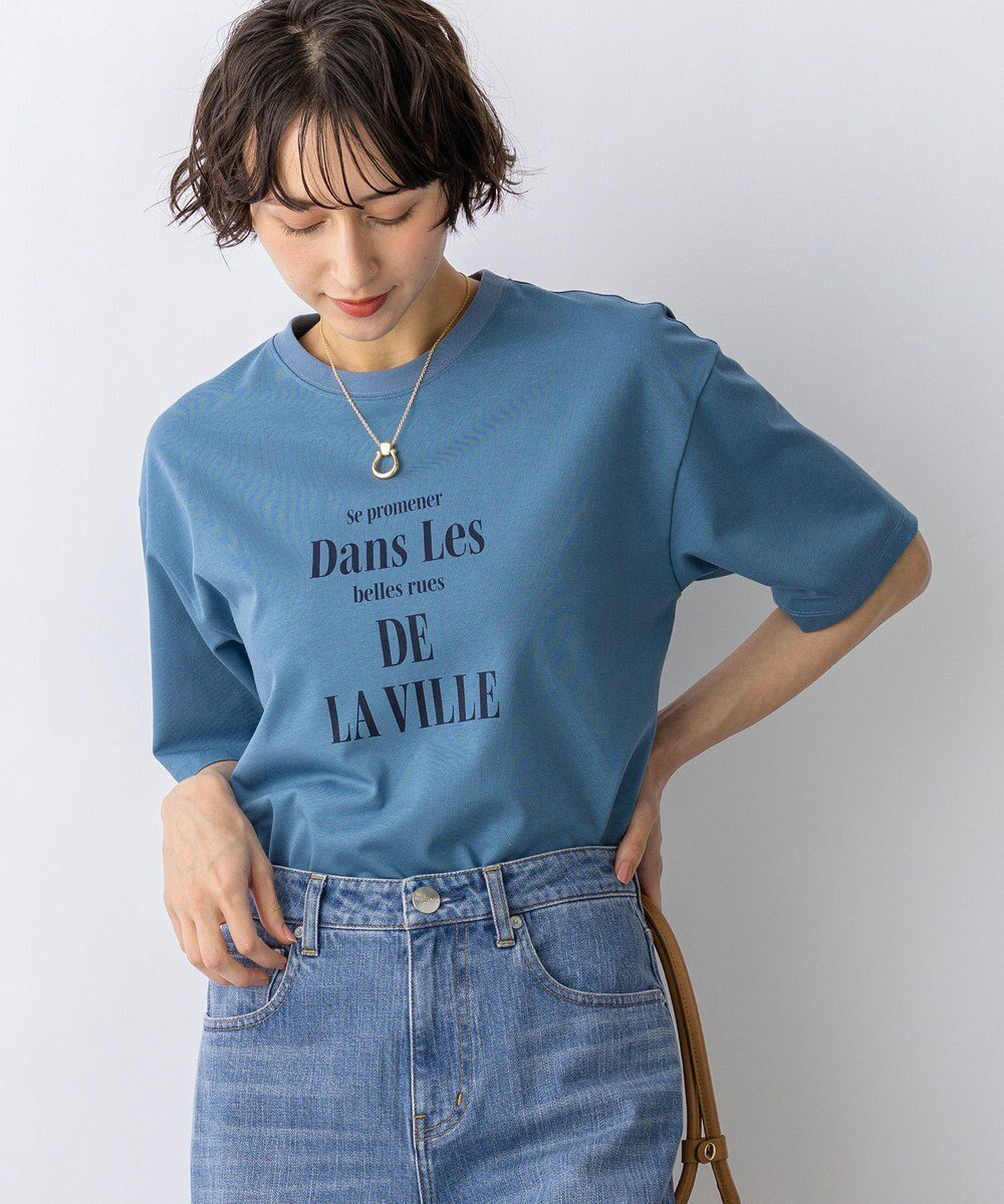 【23区/NIJYUSANKU】の【先行予約】シャツテール ロゴTEE インテリア・キッズ・メンズ・レディースファッション・服の通販 founy(ファニー) 　ファッション　Fashion　レディースファッション　Fashion for Women　トップス・カットソー　Cut & Sew Tops　シャツ・ブラウス・オフィスカジュアル　Elegant Blouses & Button-Ups　ロングTシャツ・Tシャツ　Longline T-Shirts & Tees　カットソー・ベーシックTシャツ　Cut-and-Sewn Tops / Stretch Tees & Basics　春　Spring　カットソー　Cut and Sewn Top　ショルダー　Shoulder, Shoulder Strap　シンプル　Simple, Minimal　デニム　Denim, Jeans Material　ドロップ　Drop Shoulder, Dropped Style　バランス　Balance, Style Balance　フロント　Front, Front Design　リラックス　Relax, Relaxed Fit　S/S・春夏　SS, Spring/Summer, Warm Season　夏　Summer　2026年　2026　ダルブルー×ネイビー|ID: prp329100004852376 ipo3291000000035624169