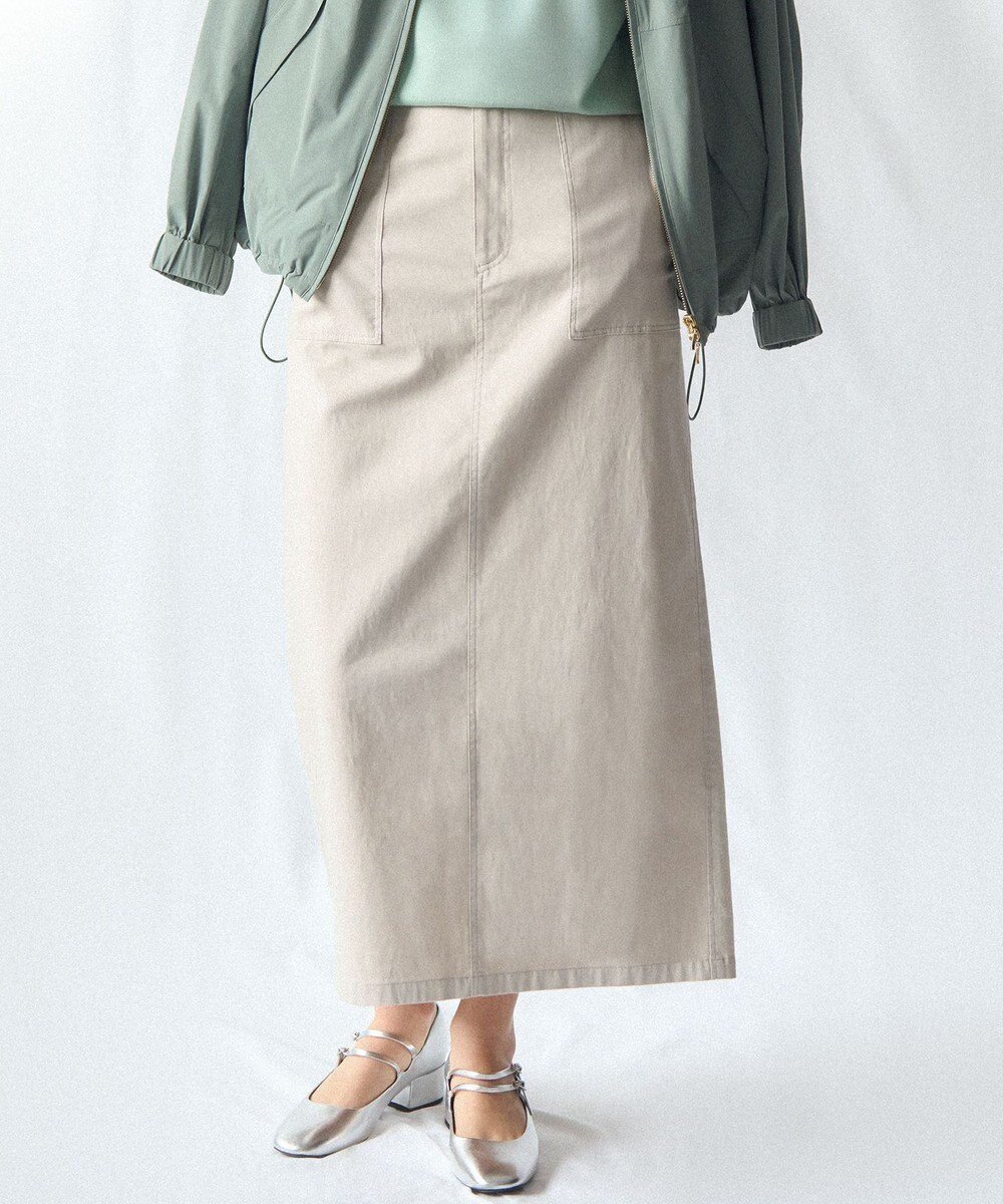 【23区/NIJYUSANKU】のスラブツイルストレッチ Iライン スカート インテリア・キッズ・メンズ・レディースファッション・服の通販 founy(ファニー) 　ファッション　Fashion　レディースファッション　Fashion for Women　スカート　Skirts　春　Spring　カットソー　Cut and Sewn Top　カーディガン　Cardigan, Knitwear　シャンブレー　Chambray, Denim-Like Fabric　ジャケット　Jacket, Outerwear　ストレッチ　Stretch, Stretchy Fabric　スリット　Slit, Slit Detail　ダブル　Double, Double-Breasted　ポケット　Pocket, Pocket Detail　リネン　Linen, Linen Fabric　リラックス　Relax, Relaxed Fit　ループ　Loop, Loop Knit　S/S・春夏　SS, Spring/Summer, Warm Season　夏　Summer　エレガント 上品　Elegant　2026年　2026　ベージュ|ID: prp329100004852391 ipo3291000000035624424