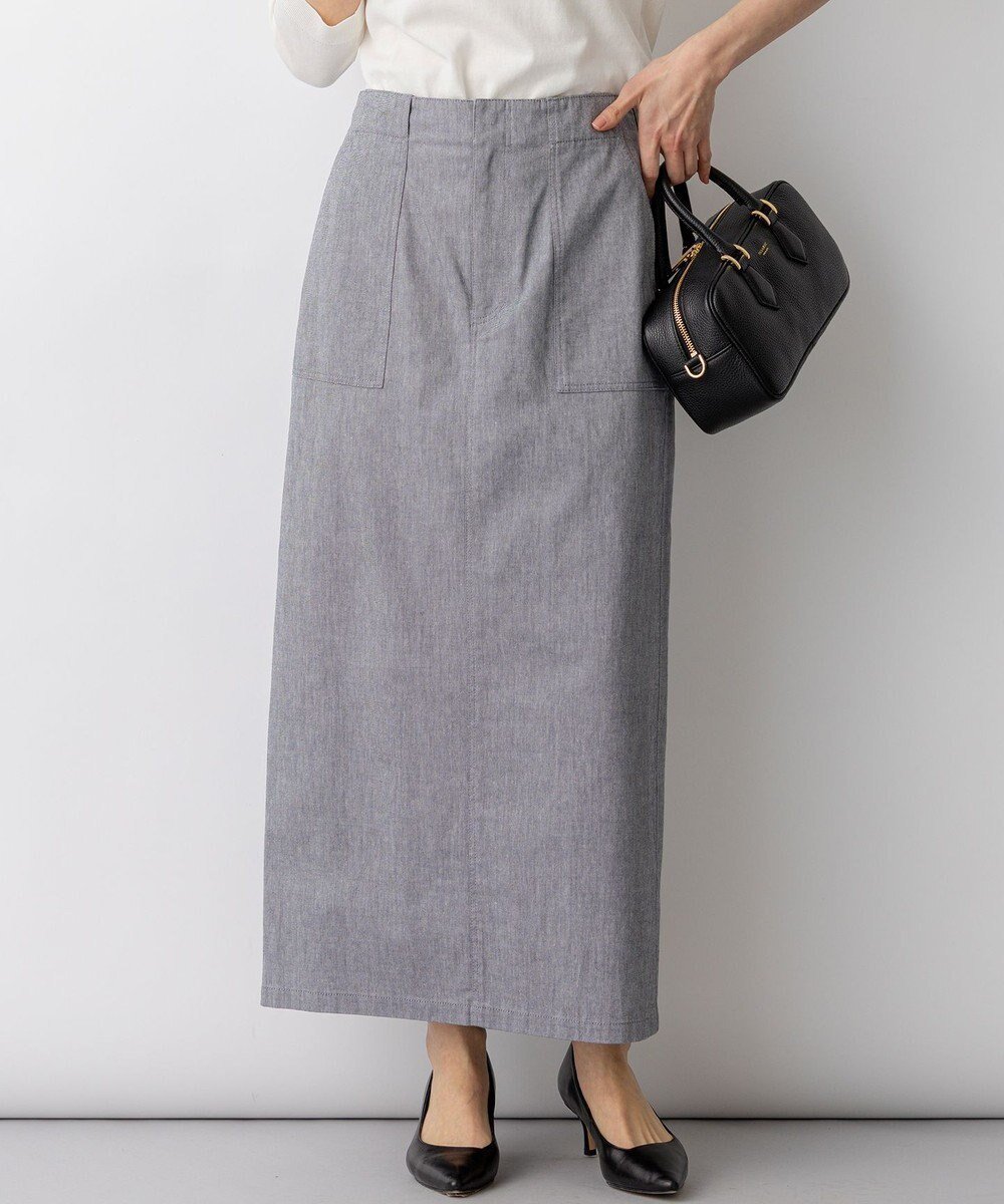 【23区/NIJYUSANKU】のスラブツイルストレッチ Iライン スカート インテリア・キッズ・メンズ・レディースファッション・服の通販 founy(ファニー) 　ファッション　Fashion　レディースファッション　Fashion for Women　スカート　Skirts　春　Spring　カットソー　Cut and Sewn Top　カーディガン　Cardigan, Knitwear　シャンブレー　Chambray, Denim-Like Fabric　ジャケット　Jacket, Outerwear　ストレッチ　Stretch, Stretchy Fabric　スリット　Slit, Slit Detail　ダブル　Double, Double-Breasted　ポケット　Pocket, Pocket Detail　リネン　Linen, Linen Fabric　リラックス　Relax, Relaxed Fit　ループ　Loop, Loop Knit　S/S・春夏　SS, Spring/Summer, Warm Season　夏　Summer　エレガント 上品　Elegant　2026年　2026　ネイビー|ID: prp329100004852391 ipo3291000000035624426