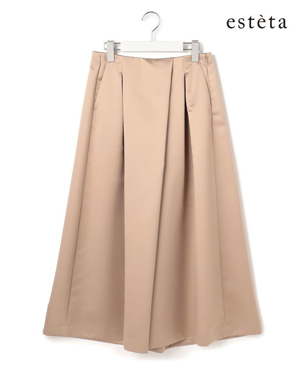 【23区/NIJYUSANKU】の【エステータ】フォルムサテン キュロットパンツ インテリア・キッズ・メンズ・レディースファッション・服の通販 founy(ファニー) 　ファッション　Fashion　レディースファッション　Fashion for Women　スカート　Skirts　エレガント 上品　Elegant　春　Spring　キュロット　Culottes, Wide Shorts　サテン　Satin, Glossy Fabric　シンプル　Simple, Minimal　フォルム　Silhouette, Form　フロント　Front, Front Design　S/S・春夏　SS, Spring/Summer, Warm Season　夏　Summer　旅行　Travel　ベージュ系|ID: prp329100004852394 ipo3291000000035624504