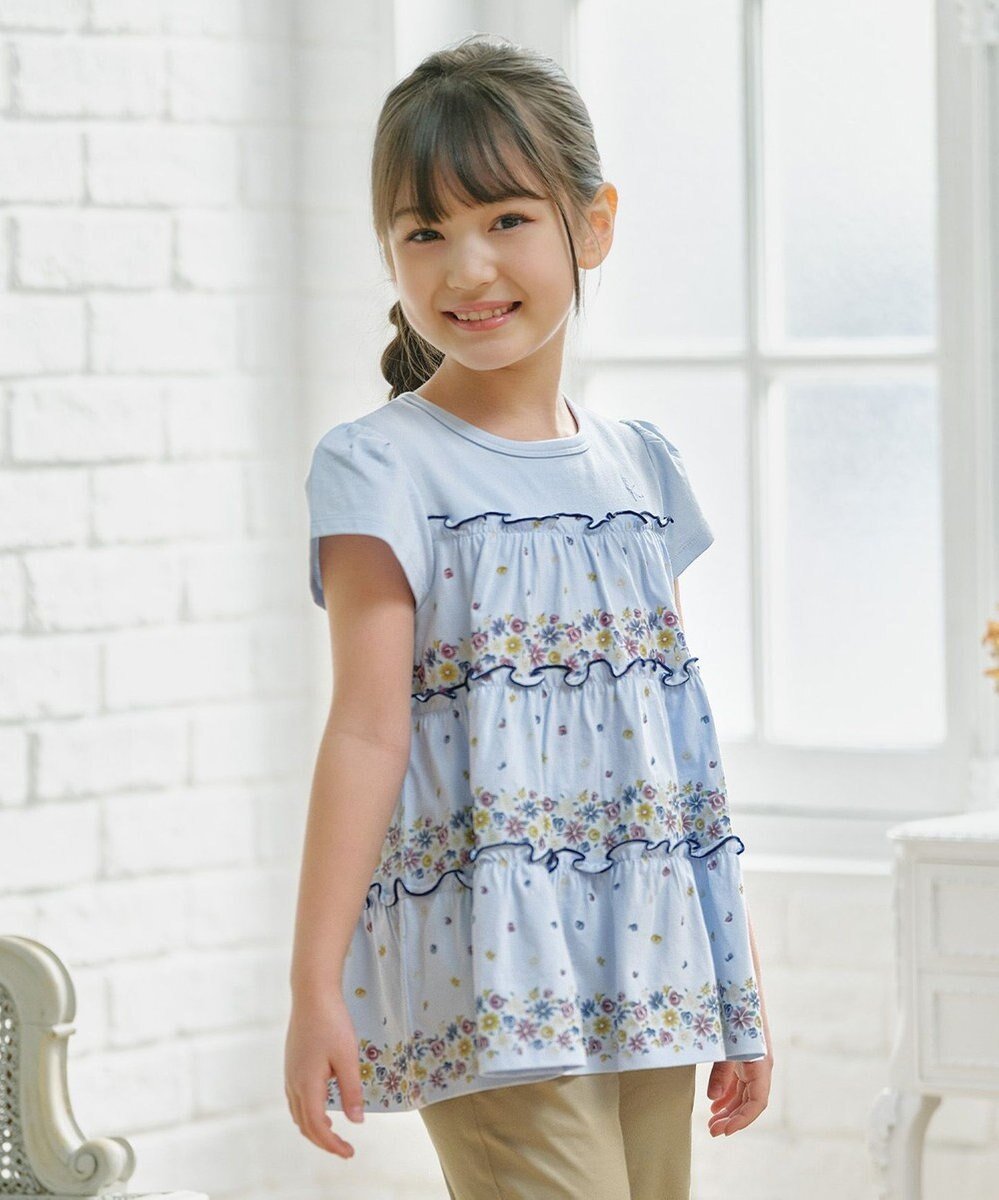 【組曲 / KIDS/KUMIKYOKU】の【110-140㎝】ティアードフラワー チュニック 人気、トレンドファッション・服の通販 founy(ファニー) 　ファッション　Fashion　キッズファッション　Fashion for Kids　トップス・カットソー　Cut & Sew Tops　カットソー　Cut and Sewn Top　チュニック　Tunic, Long Top　ティアード　Tiered, Tiered Style　プリント　Print, Printed Pattern　ボーダー　Border, Stripe　夏　Summer　春　Spring　S/S・春夏　SS, Spring/Summer, Warm Season　 other-1|ID: prp329100004852441 ipo3291000000035633495