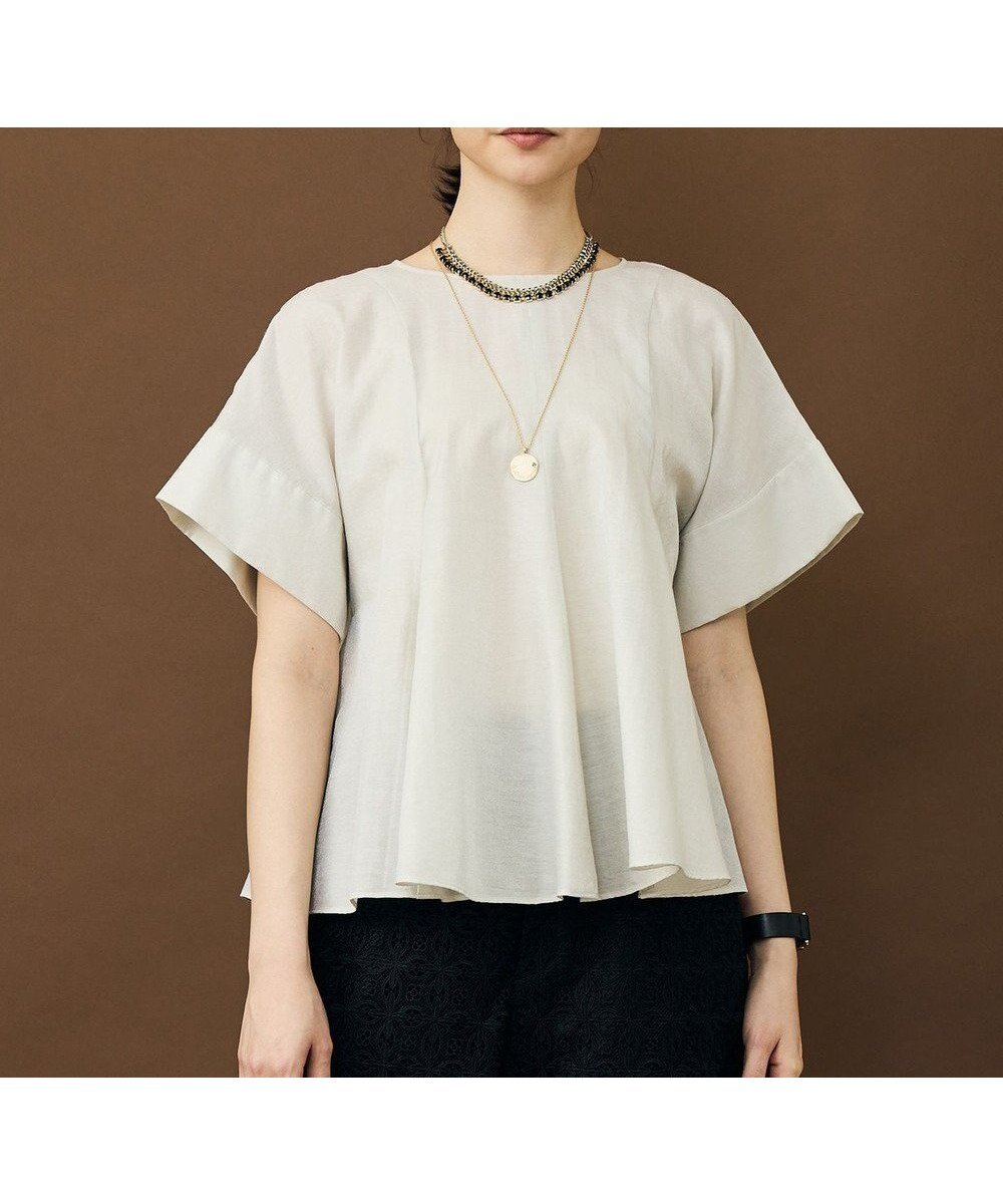 【自由区/JIYU-KU】のブライトシアーシャンブレー ブラウス 人気、トレンドファッション・服の通販 founy(ファニー) 　ファッション　Fashion　レディースファッション　Fashion for Women　トップス・カットソー　Cut & Sew Tops　シャツ・ブラウス・オフィスカジュアル　Elegant Blouses & Button-Ups　ウォッシャブル　Machine Washable　春　Spring　シアー　Sheer, See-Through　シャンブレー　Chambray, Denim-Like Fabric　シンプル　Simple, Minimal　ツイル　Twist, Twisted Detail　フレア　Flare, Flared　ペプラム　Peplum, Flared Hem　ボトム　Bottoms, Lower Wear　メタリック　Metallic, Shiny Finish　無地　Plain, Solid Color　S/S・春夏　SS, Spring/Summer, Warm Season　夏　Summer　エレガント 上品　Elegant　 other-1|ID: prp329100004852541 ipo3291000000035634411