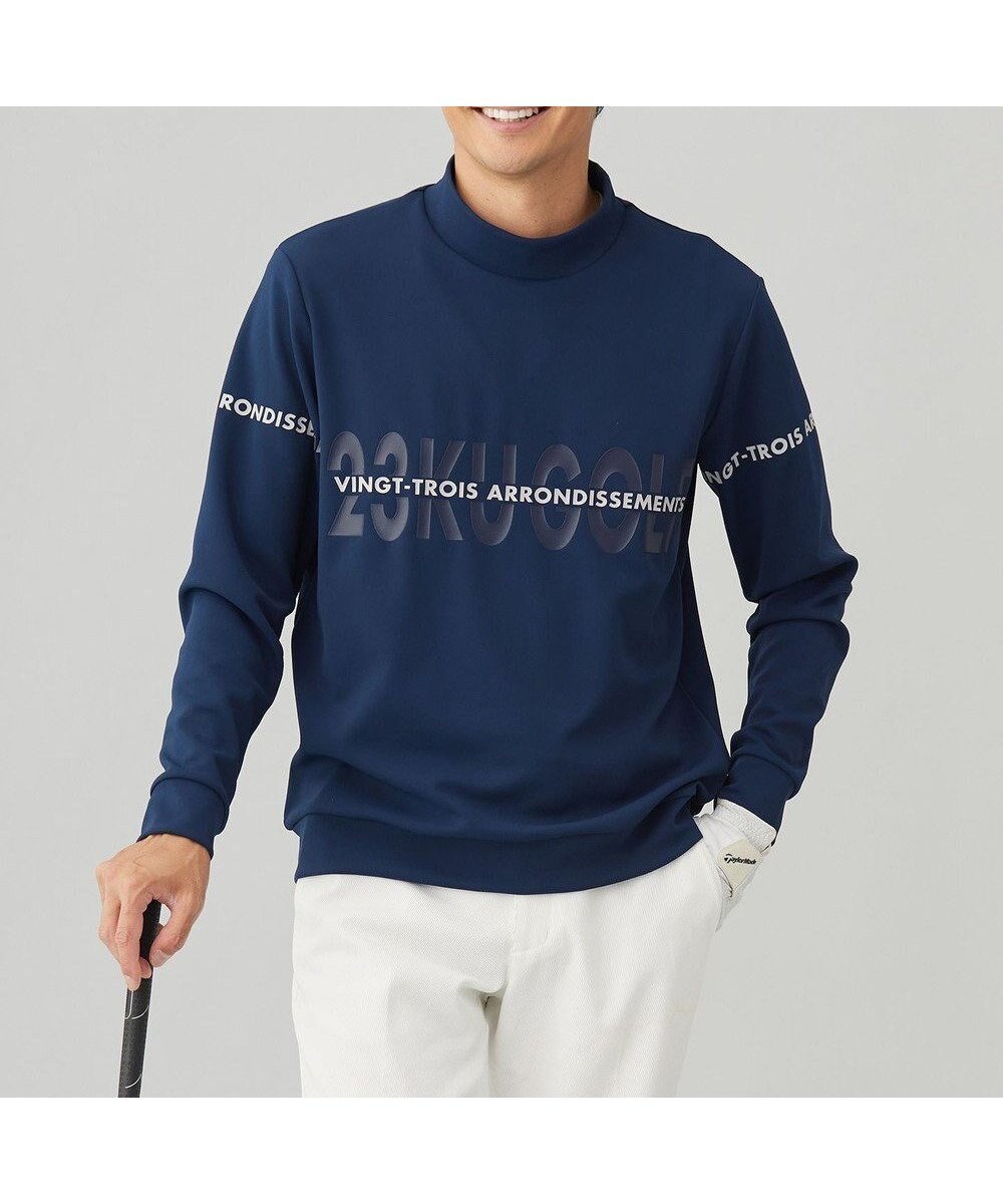 【23区 ゴルフ/23区GOLF / MEN】の【MEN】ストレッチモックネックシャツ インテリア・キッズ・メンズ・レディースファッション・服の通販 founy(ファニー) 　ファッション　Fashion　メンズファッション　Fashion for Men　トップス・カットソー　Cut & Sew Tops　メンズシャツ　Shirts　スウェット / スエット　Sweatshirt, Sweatwear　ストレッチ　Stretch, Stretchy Fabric　ベスト　Vest, Waistcoat　モックネック　Mock Neck, Short Turtleneck　A/W・秋冬　Autumn/Winter　軽量　Lightweight, Ultra Light　ネイビー系|ID: prp329100004852581 ipo3291000000035634673