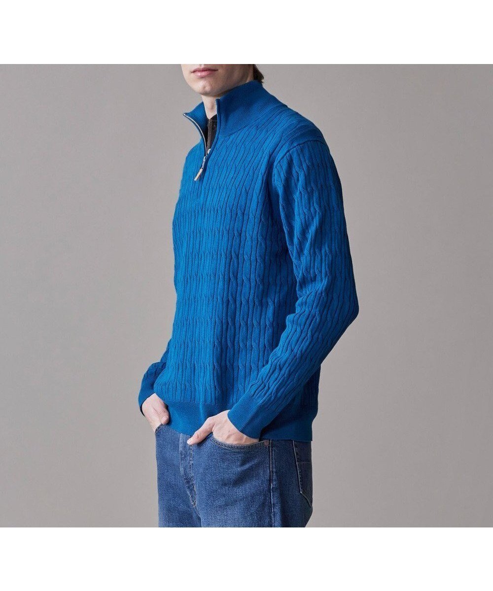 【ジェイ プレス/J.PRESS / MEN】のギマコットン ケーブルハーフジップ ニット インテリア・キッズ・メンズ・レディースファッション・服の通販 founy(ファニー) 　ファッション　Fashion　メンズファッション　Fashion for Men　トップス・カットソー　Cut & Sew Tops　ニット・セーター / 定番トップス　Knit Tops & Sweaters　コーティング　Coating, Coated Finish　シンプル　Simple, Minimal　セーター　Sweater, Knitwear　バランス　Balance, Style Balance　フィット　Fit, Slim Fit　レギュラー　Regular, Standard Fit　エレガント 上品　Elegant　夏　Summer　春　Spring　S/S・春夏　SS, Spring/Summer, Warm Season　ターコイズブルー系|ID: prp329100004852593 ipo3291000000035634770
