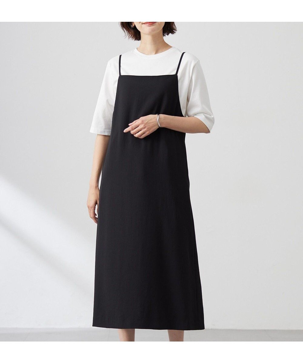 【ジェイ プレス/J.PRESS】の【洗える】バックサテンジョーゼット キャミワンピース インテリア・キッズ・メンズ・レディースファッション・服の通販 founy(ファニー) 　ファッション　Fashion　レディースファッション　Fashion for Women　ワンピース　Dresses　キャミソールワンピース　Camisole Dresses　インナー　Innerwear　キャミワンピース　Cami Dress, Slip Dress　サテン　Satin, Glossy Fabric　ストレッチ　Stretch, Stretchy Fabric　フェミニン　Feminine, Girly　ペチコート　Petticoat, Underskirt　ラップ　Wrap, Wrap Design　ワッシャー　Washer, Crinkled Finish　エレガント 上品　Elegant　夏　Summer　春　Spring　S/S・春夏　SS, Spring/Summer, Warm Season　洗える　Machine Washable　ブラック系|ID: prp329100004852657 ipo3291000000035636055