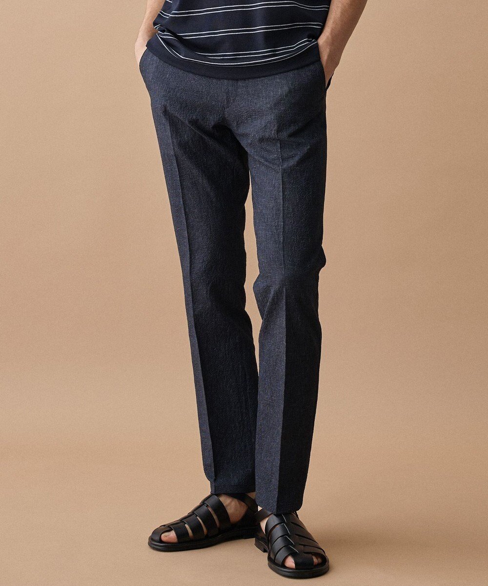 【ジョセフ アブード/JOSEPH ABBOUD / MEN】の【ウエストも伸びる!/驚きの多機能性】ライトウェーブライトパンツ 26SSモデル インテリア・キッズ・メンズ・レディースファッション・服の通販 founy(ファニー) 　ファッション　Fashion　メンズファッション　Fashion for Men　ボトムス　Bottoms　春　Spring　洗える　Machine Washable　コイン　Coin, Coin Design　軽量　Lightweight, Ultra Light　サッカー　Seersucker, Summer Fabric　ストレッチ　Stretch, Stretchy Fabric　スラックス　Slacks, Dress Pants　プリント　Print, Printed Pattern　ポケット　Pocket, Pocket Detail　リラックス　Relax, Relaxed Fit　S/S・春夏　SS, Spring/Summer, Warm Season　おすすめ　Recommended / Our Picks　夏　Summer　2026年　2026　ネイビー系3 26SSカラー|ID: prp329100004852778 ipo3291000000035641431