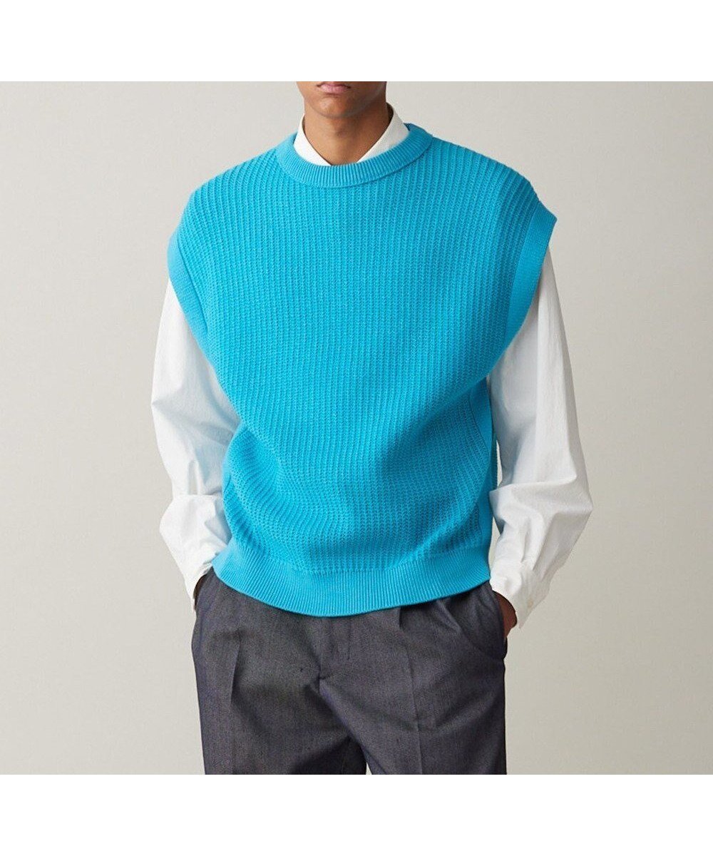 【アンフィーロ/UNFILO / MEN】のメッシュ ニットベスト 24年春夏商品 インテリア・キッズ・メンズ・レディースファッション・服の通販 founy(ファニー) 　ファッション　Fashion　メンズファッション　Fashion for Men　トップス・カットソー　Cut & Sew Tops　ニット・セーター / 定番トップス　Knit Tops & Sweaters　ベスト・ジレ　Vests & Gilets　ウォッシャブル　Machine Washable　タンク　Tank Top, Sleeveless Top　パターン　Pattern, Design Print　ベスト　Vest, Waistcoat　ボックス　Boxy, Box Shape　ミドル　Middle Length, Mid Height　メッシュ　Mesh, Net Fabric　夏　Summer　春　Spring　S/S・春夏　SS, Spring/Summer, Warm Season　洗える　Machine Washable　長袖　Long Sleeve, Full Sleeve　ターコイズ|ID: prp329100004852783 ipo3291000000035641517