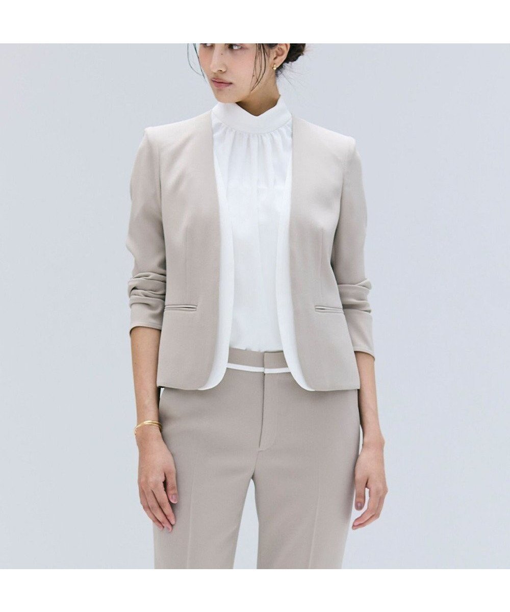 【ベイジ,/BEIGE,】の【洗える・VERY NaVY 11月号掲載】CINDY / ダブルカラージャケット インテリア・キッズ・メンズ・レディースファッション・服の通販 founy(ファニー) 　雑誌掲載アイテム　Magazine Picks & Fashion Features　ファッション雑誌　Fashion Magazines　ヴェリィ　VERY　ファッション　Fashion　レディースファッション　Fashion for Women　アウター　Coat / Outerwear Collection　レディースジャケット・軽アウター　Jackets　ノーカラージャケット / シンプル上品コーデ　Collarless Jackets　インナー　Innerwear　ウォッシャブル　Machine Washable　オケージョン　Occasion Wear　洗える　Machine Washable　カーディガン　Cardigan, Knitwear　11月号　November Issue　サテン　Satin, Glossy Fabric　ジャケット　Jacket, Outerwear　ストレッチ　Stretch, Stretchy Fabric　スーツ　Suit, Formalwear　雑誌　Magazine, Fashion Magazine　ダブル　Double, Double-Breasted　デニム　Denim, Jeans Material　ボトム　Bottoms, Lower Wear　A/W・秋冬　Autumn/Winter　S/S・春夏　SS, Spring/Summer, Warm Season　おすすめ　Recommended / Our Picks　夏　Summer　エレガント 上品　Elegant　セレモニー　Ceremony　ビジネス 仕事 通勤　Business / Work / Commuting　Taupe × White|ID: prp329100004852793 ipo3291000000035641892