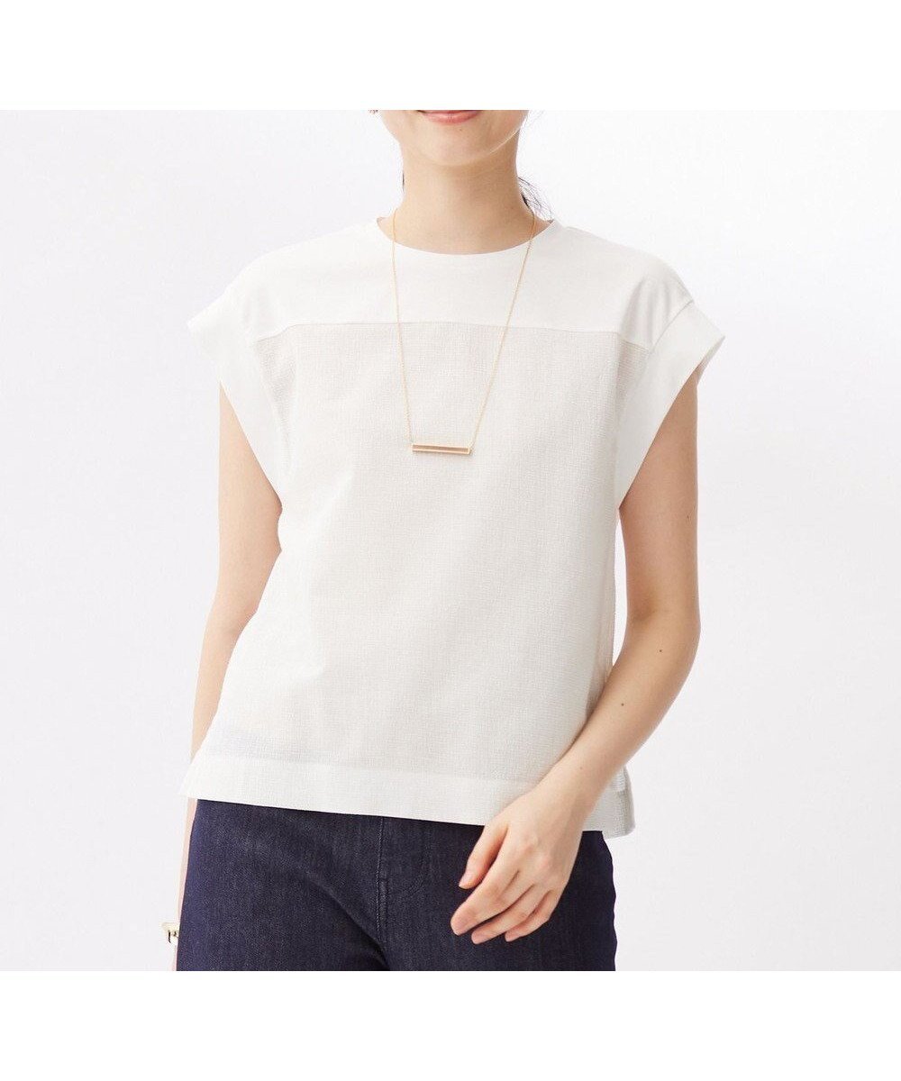 【自由区/JIYU-KU】のリネンサッカーコンビブロッキング カットソー 人気、トレンドファッション・服の通販 founy(ファニー) 　ファッション　Fashion　レディースファッション　Fashion for Women　トップス・カットソー　Cut & Sew Tops　シャツ・ブラウス・オフィスカジュアル　Elegant Blouses & Button-Ups　ロングTシャツ・Tシャツ　Longline T-Shirts & Tees　カットソー・ベーシックTシャツ　Cut-and-Sewn Tops / Stretch Tees & Basics　カットソー　Cut and Sewn Top　ジャケット　Jacket, Outerwear　ビスチェ　Bustier, Corset Top　ブロッキング　Color Blocking, Panel Design　リネン　Linen, Linen Fabric　夏　Summer　春　Spring　S/S・春夏　SS, Spring/Summer, Warm Season　軽量　Lightweight, Ultra Light　 other-1|ID: prp329100004852824 ipo3291000000035642734