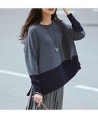 【23区/NIJYUSANKU】の【WEB限定カラーあり/洗える】ウーステッドウール ワイドシルエット ニット グレー×ネイビー|ID: prp329100004852831 ipo3291000000035642901