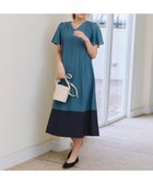 【ティアクラッセ/Tiaclasse】の配色Aラインサックワンピース ターコイズ|ID: prp329100004852888 ipo3291000000035644008