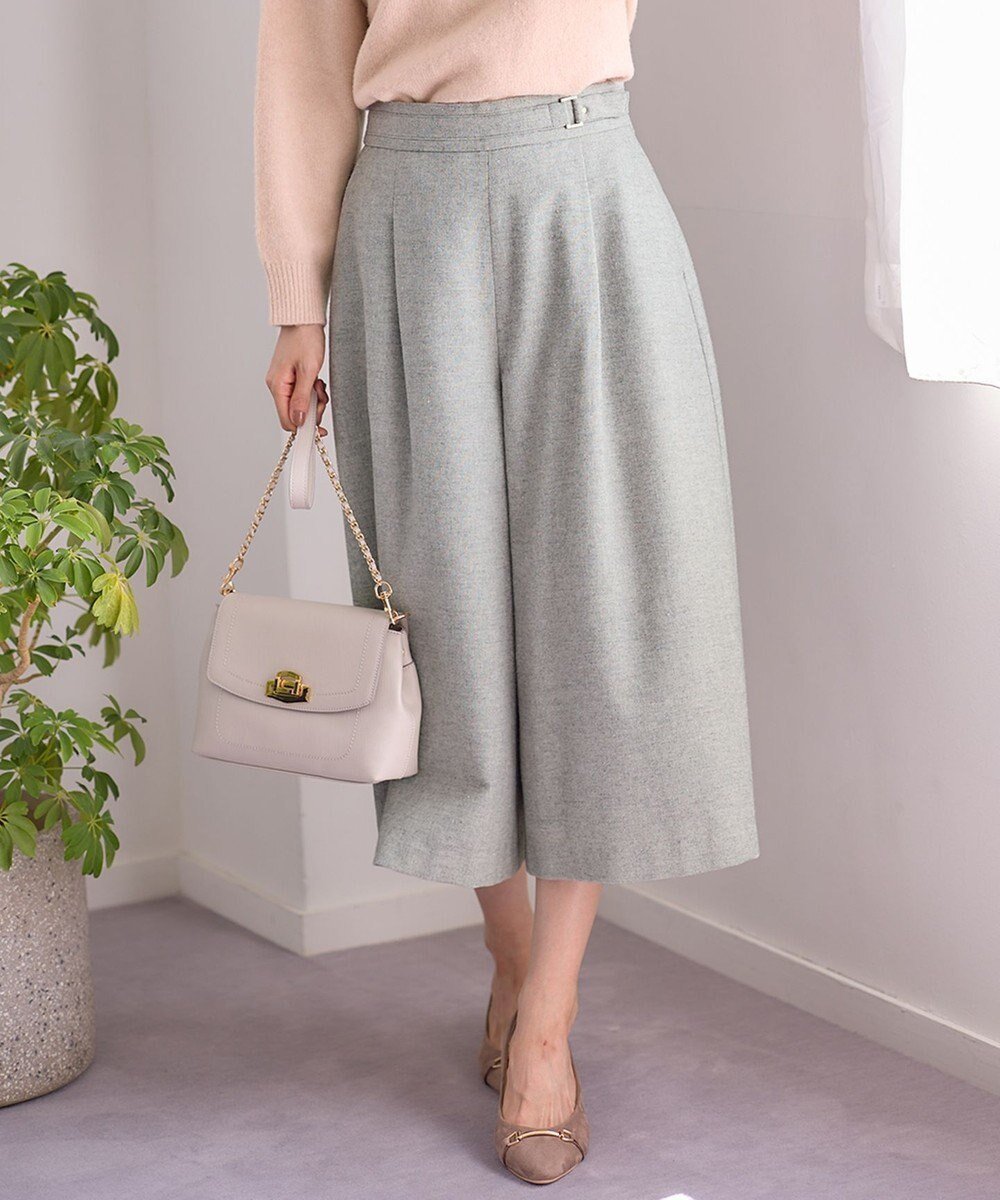 【エニィ スィス/any SiS】のホームスパンワイドクロップド パンツ インテリア・キッズ・メンズ・レディースファッション・服の通販 founy(ファニー) 　ファッション　Fashion　レディースファッション　Fashion for Women　パンツ　Pants & Trousers　おすすめ　Recommended / Our Picks　クロップド　Cropped, Short Length　ショート　Short, Short Length　ツイード　Twill, Twill Weave　フェミニン　Feminine, Girly　フロント　Front, Front Design　ベーシック　Basic, Essential　ワイド　Wide, Wide Fit　冬　Winter / This Winter　A/W・秋冬　Autumn/Winter　ビジネス 仕事 通勤　Business / Work / Commuting　ライトグレー|ID: prp329100004852903 ipo3291000000035644418