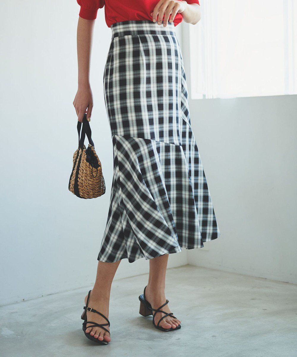 【フェルゥ/Feroux】の【洗える】チェックマーメイド スカート 人気、トレンドファッション・服の通販 founy(ファニー) 　ファッション　Fashion　レディースファッション　Fashion for Women　スカート　Skirts　アシンメトリー　Asymmetrical Style　カットソー　Cut and Sewn Top　シンプル　Simple, Minimal　チェック　Check, Plaid, Tartan　マーメイド　Mermaid, Fishtail Silhouette　夏　Summer　春　Spring　S/S・春夏　SS, Spring/Summer, Warm Season　洗える　Machine Washable　 other-1|ID: prp329100004853051 ipo3291000000035647489