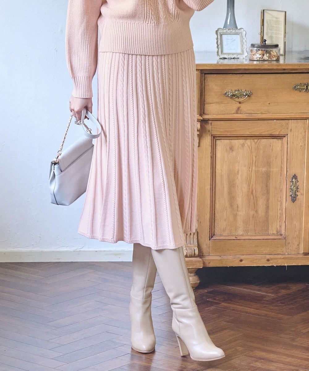 【エニィ スィス/any SiS】の【セットアップ対応】スフレケーブルニット スカート インテリア・キッズ・メンズ・レディースファッション・服の通販 founy(ファニー) 　ファッション　Fashion　レディースファッション　Fashion for Women　セットアップ　Matching Sets　スカート・ミニ/ミディ/マキシ　Skirts / Mini, Midi & Maxi Skirts　アクリル　Acrylic Material　カーディガン　Cardigan, Knitwear　セットアップ　Set-Up, Coordinated Outfit　フェミニン　Feminine, Girly　フレア　Flare, Flared　エレガント 上品　Elegant　楽ちん　Easy Fit, Comfortable　A/W・秋冬　Autumn/Winter　ピンク|ID: prp329100004853106 ipo3291000000035648144