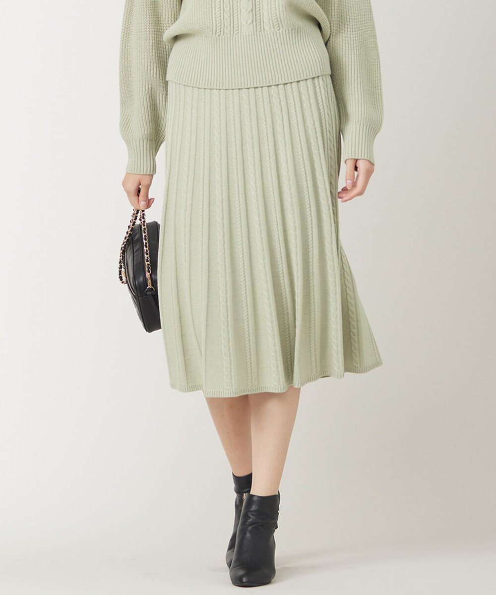 【エニィ スィス/any SiS】の【セットアップ対応】スフレケーブルニット スカート インテリア・キッズ・メンズ・レディースファッション・服の通販 founy(ファニー) 　ファッション　Fashion　レディースファッション　Fashion for Women　セットアップ　Matching Sets　スカート・ミニ/ミディ/マキシ　Skirts / Mini, Midi & Maxi Skirts　アクリル　Acrylic Material　カーディガン　Cardigan, Knitwear　セットアップ　Set-Up, Coordinated Outfit　フェミニン　Feminine, Girly　フレア　Flare, Flared　エレガント 上品　Elegant　楽ちん　Easy Fit, Comfortable　A/W・秋冬　Autumn/Winter　ミントグリーン|ID: prp329100004853106 ipo3291000000035648146