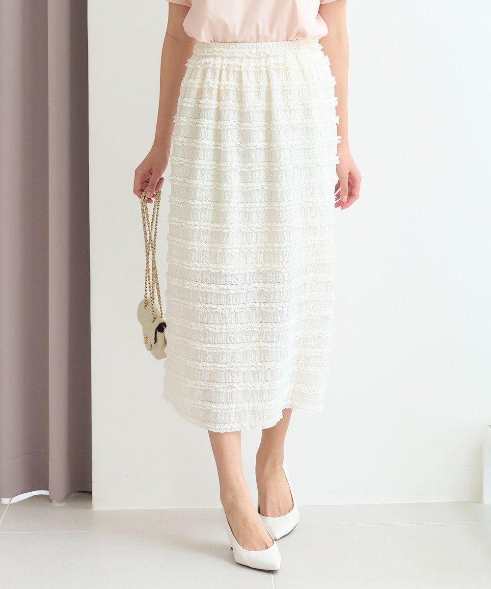 【フェルゥ/Feroux】の【洗える】カットフリルIラインスカート インテリア・キッズ・メンズ・レディースファッション・服の通販 founy(ファニー) 　ファッション　Fashion　レディースファッション　Fashion for Women　スカート　Skirts　おすすめ　Recommended / Our Picks　カットソー　Cut and Sewn Top　シンプル　Simple, Minimal　トレンド　Trend, Trending Now　フリル　Frill, Ruffle　夏　Summer　春　Spring　S/S・春夏　SS, Spring/Summer, Warm Season　洗える　Machine Washable　ホワイト系|ID: prp329100004853109 ipo3291000000035648177