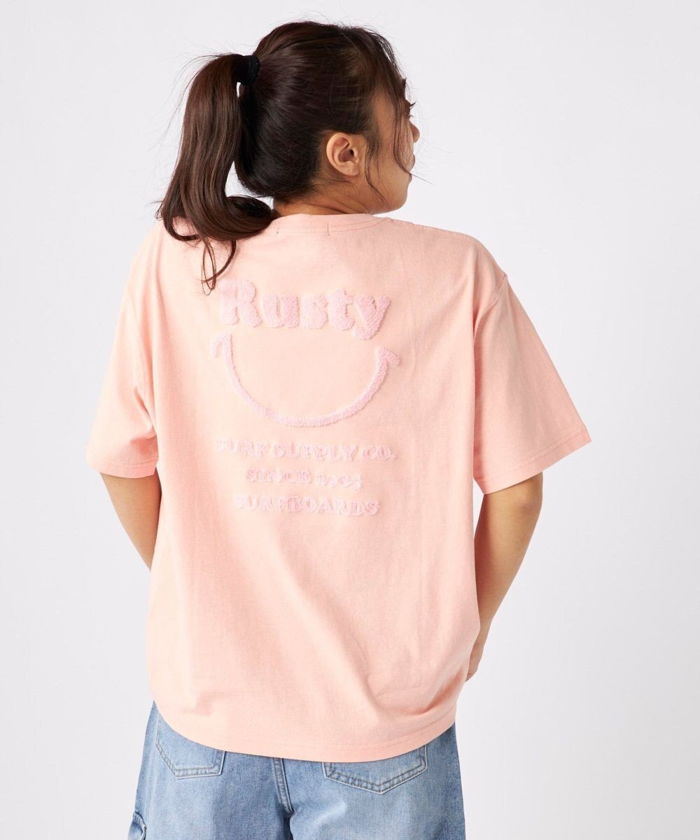 【その他のブランド/Other】の【RUSTY】ニコちゃん×刺しゅう半袖Tシャツ インテリア・キッズ・メンズ・レディースファッション・服の通販 founy(ファニー) ファッション Fashion レディースファッション Fashion for Women トップス・カットソー Cut & Sew Tops シャツ・ブラウス・オフィスカジュアル Elegant Blouses & Button-Ups ロングTシャツ・Tシャツ Longline T-Shirts & Tees カットソー・ベーシックTシャツ Cut-and-Sewn Tops / Stretch Tees & Basics 春 Spring カットソー Cut and Sewn Top カリフォルニア California, Cali Style シンプル Simple, Minimal チェーン Chain, Chain Strap ビーチ Beach, Seaside 半袖 Short Sleeve, Half Sleeve S/S・春夏 SS, Spring/Summer, Warm Season おすすめ Recommended / Our Picks 夏 Summer ピンク|ID: prp329100004853207 ipo3291000000035649013