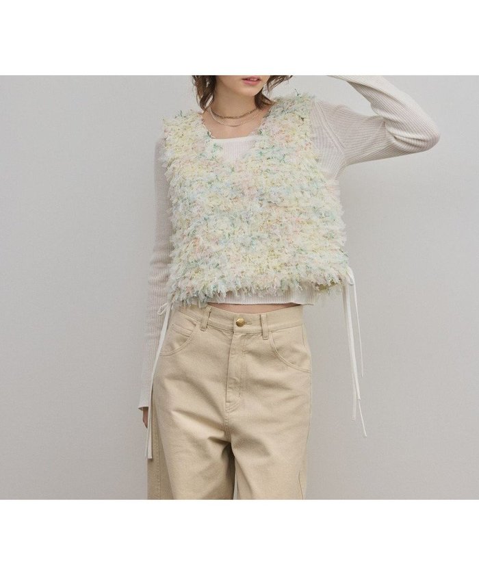 【グレース コンチネンタル/GRACE CONTINENTAL】のフリンジチュールベスト インテリア・キッズ・メンズ・レディースファッション・服の通販 founy(ファニー) https://founy.com/ ファッション Fashion レディースファッション Fashion for Women アウター Coat / Outerwear Collection トップス・カットソー Cut & Sew Tops ベスト&ジレ / 重ね着スタイル Vests & Gilets カラフル Colorful Design コンパクト Compact, Small Size ショート Short, Short Length チュール Tulip, Tulip Motif フリンジ Fringe, Tassel ベスト Vest, Waistcoat リボン Ribbon, Bow 夏 Summer 春 Spring S/S・春夏 SS, Spring/Summer, Warm Season |ID: prp329100004853252 ipo3291000000035649182