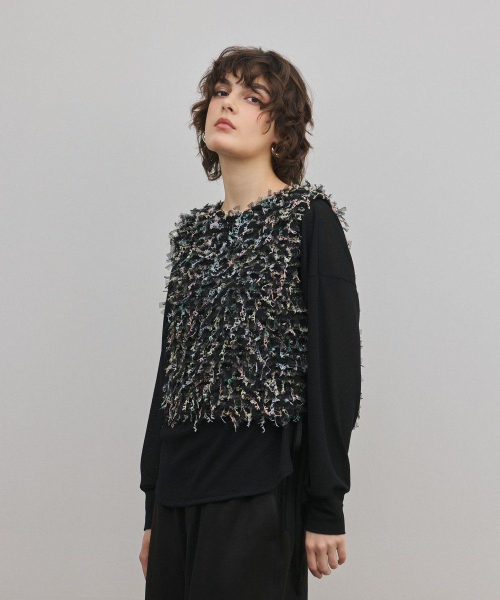 【グレース コンチネンタル/GRACE CONTINENTAL】のフリンジチュールベスト インテリア・キッズ・メンズ・レディースファッション・服の通販 founy(ファニー) ファッション Fashion レディースファッション Fashion for Women アウター Coat / Outerwear Collection トップス・カットソー Cut & Sew Tops ベスト&ジレ / 重ね着スタイル Vests & Gilets カラフル Colorful Design コンパクト Compact, Small Size ショート Short, Short Length チュール Tulip, Tulip Motif フリンジ Fringe, Tassel ベスト Vest, Waistcoat リボン Ribbon, Bow 夏 Summer 春 Spring S/S・春夏 SS, Spring/Summer, Warm Season ブラック|ID: prp329100004853252 ipo3291000000035649186