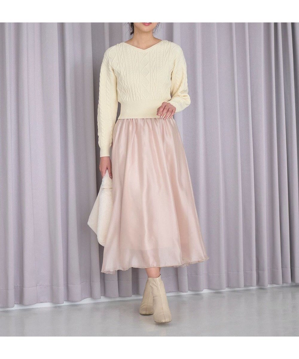 【フェルゥ/Feroux】の【セットアイテム】ケーブルニット×オーガンジースカート 人気、トレンドファッション・服の通販 founy(ファニー) 　ファッション　Fashion　レディースファッション　Fashion for Women　セットアップ　Matching Sets　スカート・ミニ/ミディ/マキシ　Skirts / Mini, Midi & Maxi Skirts　オーガンジー　Organza Fabric　セットアップ　Set-Up, Coordinated Outfit　フレア　Flare, Flared　リボン　Ribbon, Bow　ロング　Long, Long-Length　A/W・秋冬　Autumn/Winter　 other-1|ID: prp329100004853260 ipo3291000000035649216