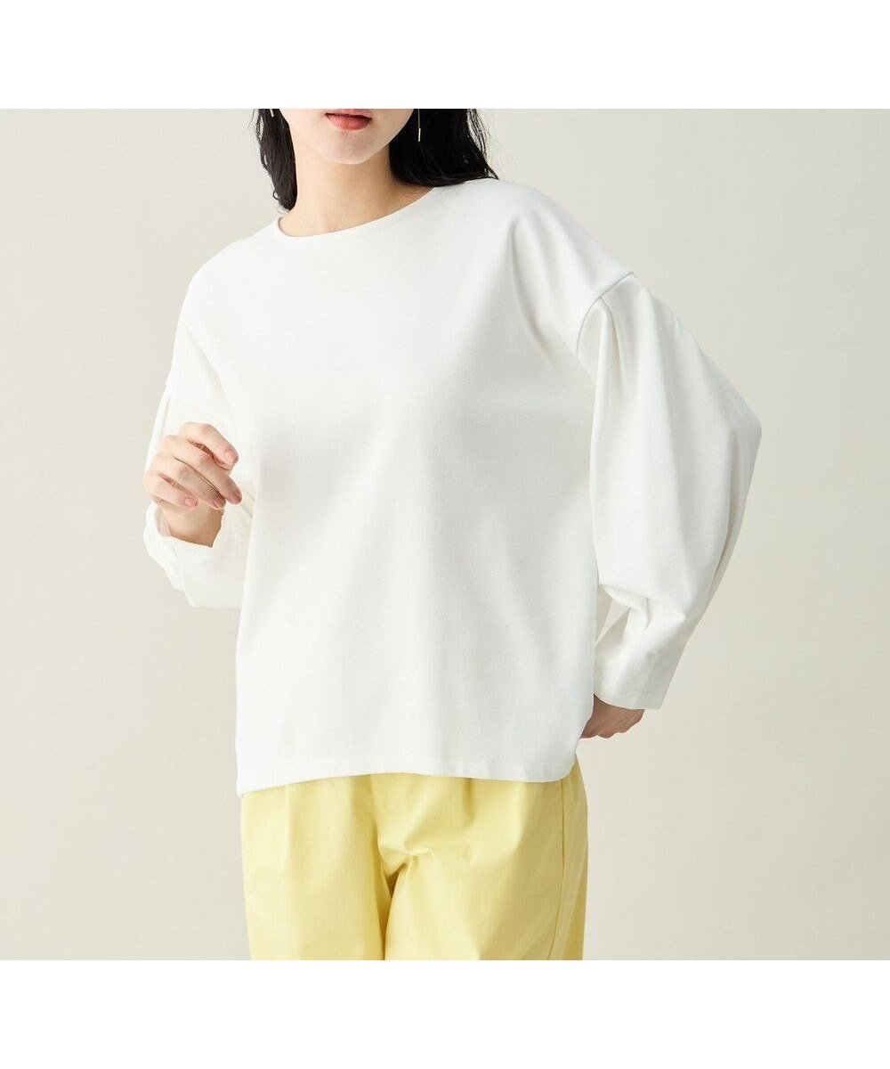 【エニー/ANY】のタックスリーブプルオーバー インテリア・キッズ・メンズ・レディースファッション・服の通販 founy(ファニー) 　ファッション　Fashion　レディースファッション　Fashion for Women　トップス・カットソー　Cut & Sew Tops　シャツ・ブラウス・オフィスカジュアル　Elegant Blouses & Button-Ups　ロングTシャツ・Tシャツ　Longline T-Shirts & Tees　カジュアルプルオーバー・ニットトップス　Pullovers & Knit Tops / Casual Pullovers　カットソー・ベーシックTシャツ　Cut-and-Sewn Tops / Stretch Tees & Basics　春　Spring　カットソー　Cut and Sewn Top　ダブル　Double, Double-Breasted　バルーン　Balloon, Balloon Silhouette　フェイス　Face, Facial Design　フロント　Front, Front Design　ボトム　Bottoms, Lower Wear　S/S・春夏　SS, Spring/Summer, Warm Season　夏　Summer　エレガント 上品　Elegant　オフ|ID: prp329100004853283 ipo3291000000035649353