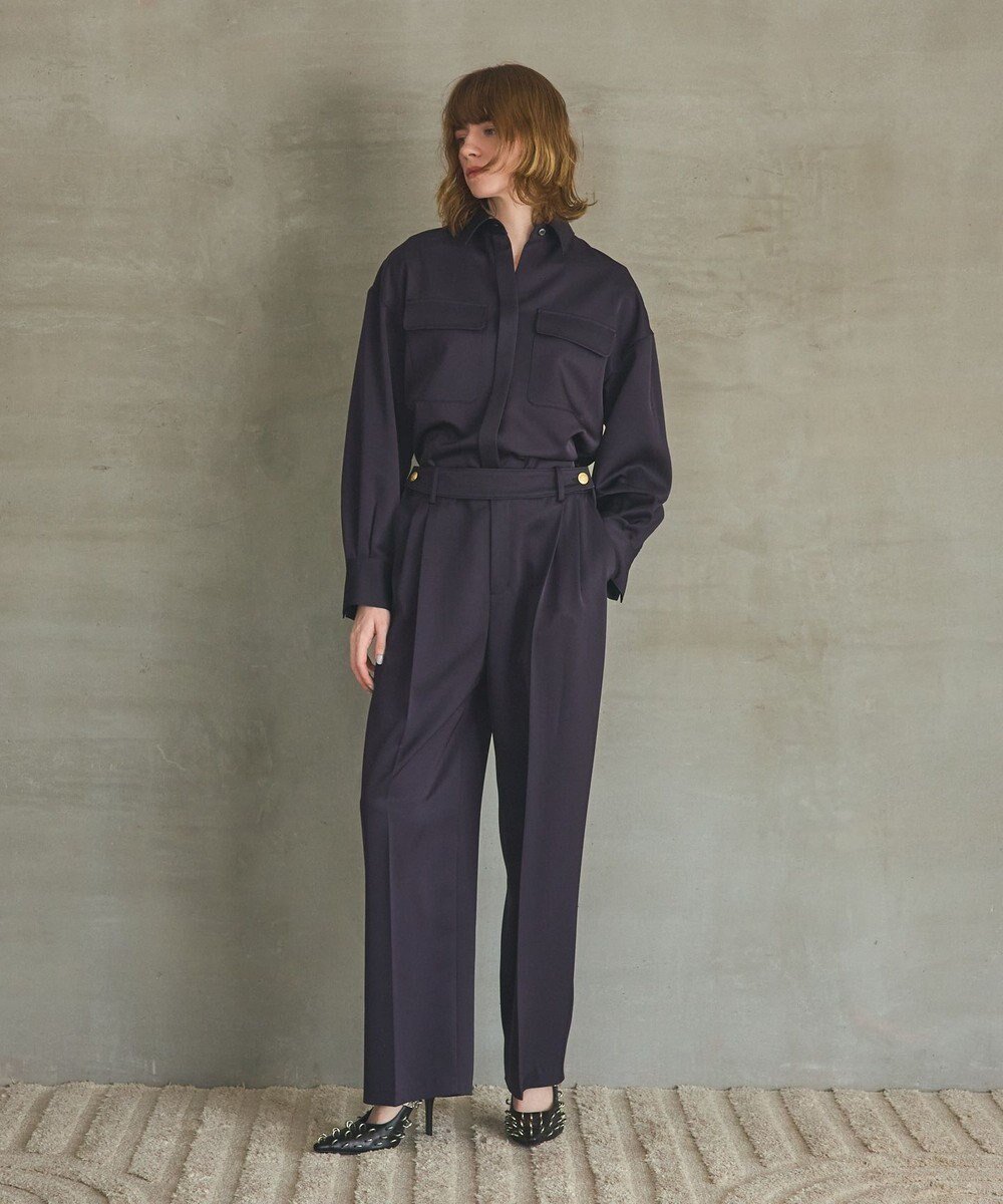 【グレース コンチネンタル/GRACE CONTINENTAL】のトリアセカルゼパンツ インテリア・キッズ・メンズ・レディースファッション・服の通販 founy(ファニー) 　ファッション　Fashion　レディースファッション　Fashion for Women　パンツ　Pants & Trousers　おすすめ　Recommended / Our Picks　ストレッチ　Stretch, Stretchy Fabric　ストレート　Straight, Straight Cut　セットアップ　Set-Up, Coordinated Outfit　ミリタリー　Military, Army Style　ワイド　Wide, Wide Fit　エレガント 上品　Elegant　夏　Summer　日本製　Made In Japan　春　Spring　S/S・春夏　SS, Spring/Summer, Warm Season　ネイビー|ID: prp329100004853338 ipo3291000000035649589